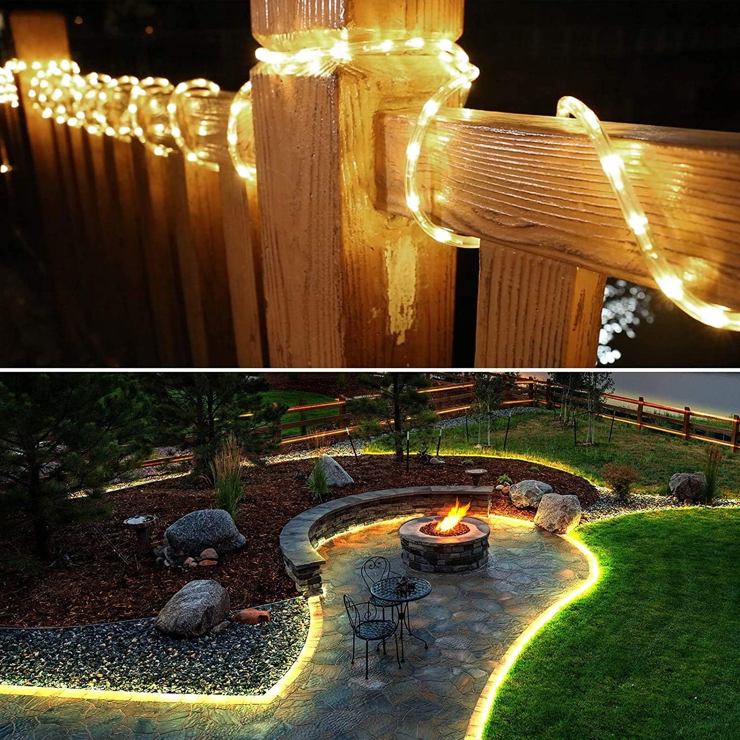 Lepro Outdoor Rope Lights Mains Powered, Connectable, 10m/33ft 240 LED Outdoor Lights Plug in, Bright Warm White, Low Voltage, Waterproof Thick Rope Lights for Garden, Tree, Pathway and More - Image 3