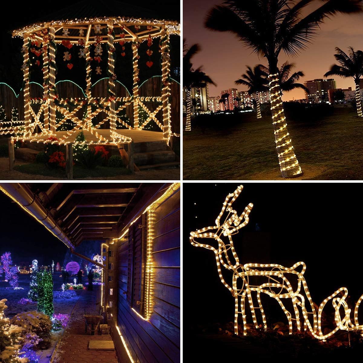 Lepro Outdoor Rope Lights Mains Powered, Connectable, 10m/33ft 240 LED Outdoor Lights Plug in, Bright Warm White, Low Voltage, Waterproof Thick Rope Lights for Garden, Tree, Pathway and More - Image 4