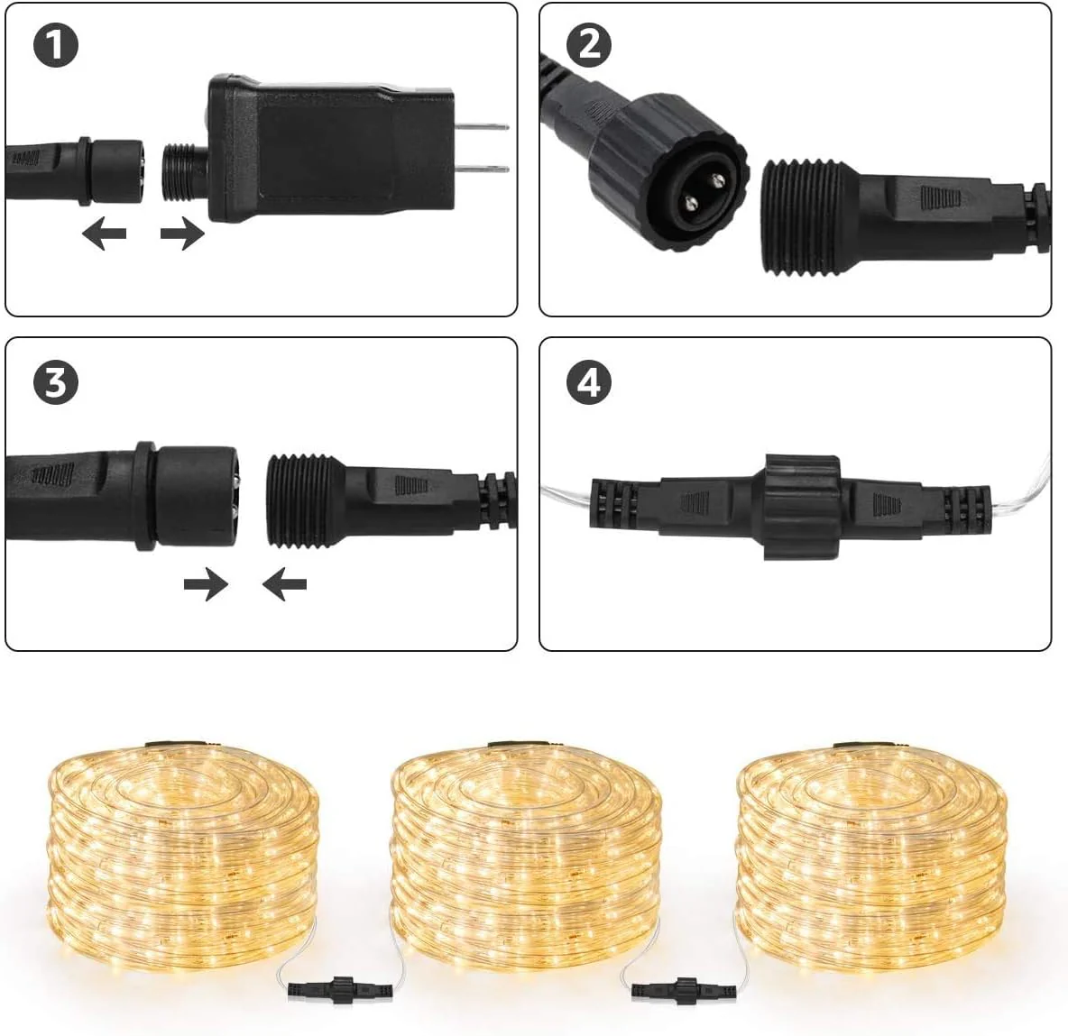 Lepro Outdoor Rope Lights Mains Powered, Connectable, 10m/33ft 240 LED Outdoor Lights Plug in, Bright Warm White, Low Voltage, Waterproof Thick Rope Lights for Garden, Tree, Pathway and More - Image 5