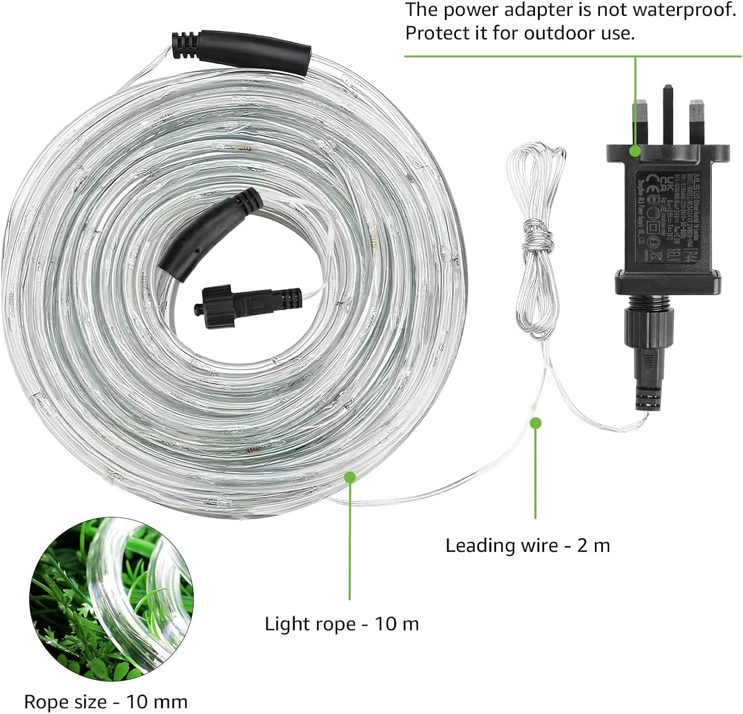 Lepro Outdoor Rope Lights Mains Powered, Connectable, 10m/33ft 240 LED Outdoor Lights Plug in, Bright Warm White, Low Voltage, Waterproof Thick Rope Lights for Garden, Tree, Pathway and More - Image 6
