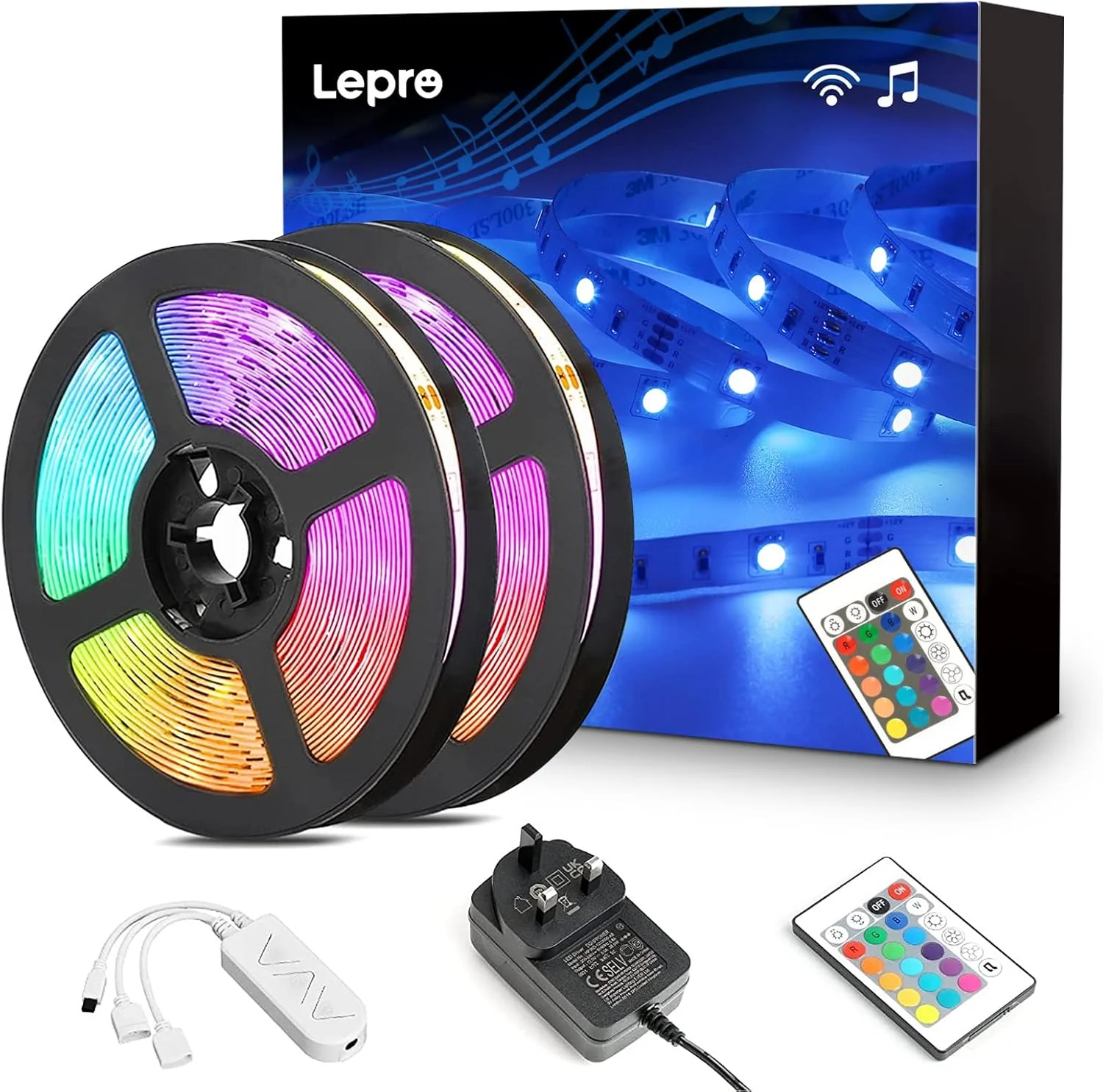 Lepro LED Strip Lights Music Sync 10M (2x5M), 5050 RGB Colour Changing LED Strip with Remote and Plug, Dimmable Stick on LED Lights for Bedroom, Kitchen, Party, Teen Girl Kids Room Decor - Image 9