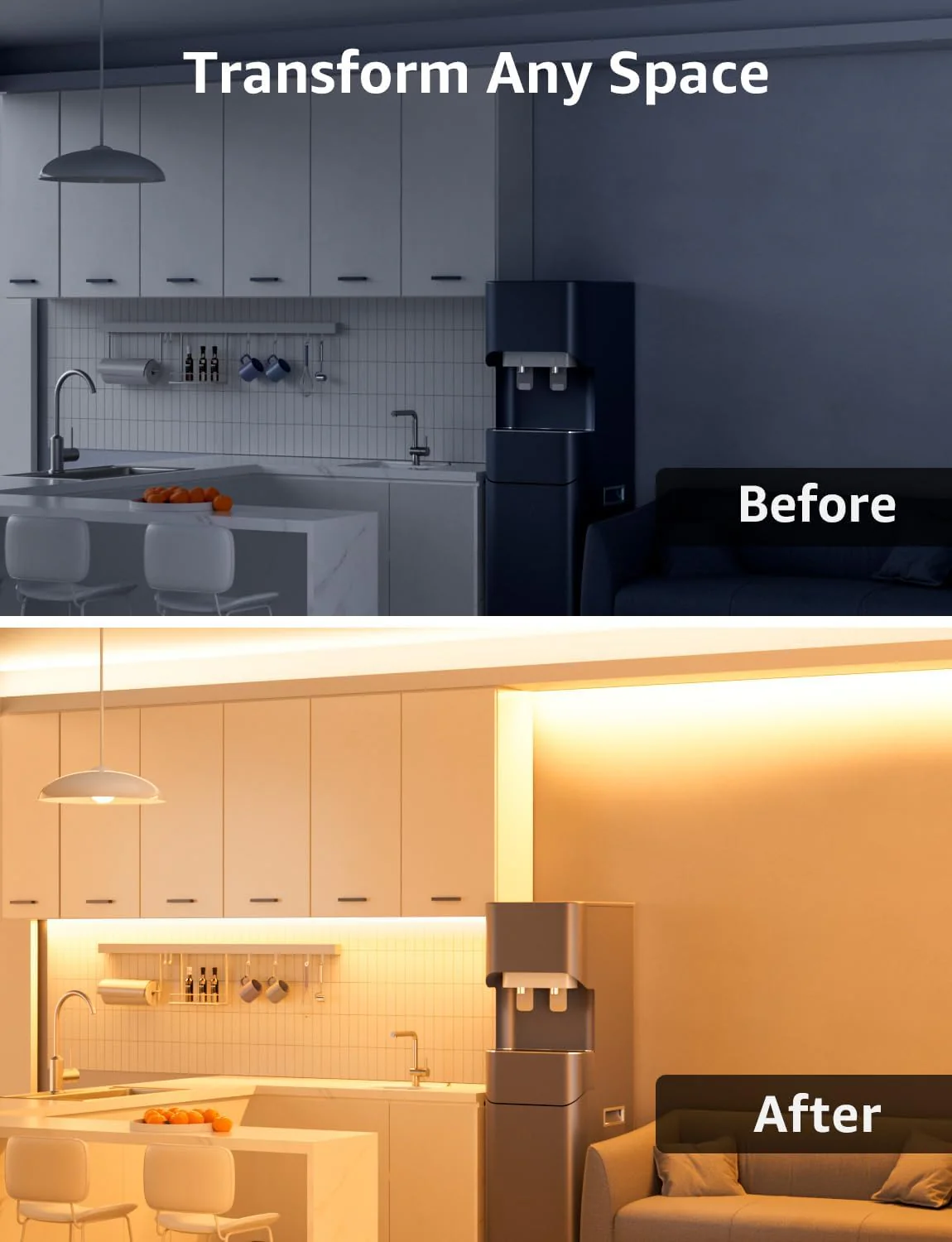 Lepro LED Strip Light Warm White 10M, 2000lm Dimmable LED Taple, 24V UK Plug in LED Strip with Dimmer Switch, 3000K Flexible Stick-on LED Lights for Bedroom, Kitchen, Cupboard, Shelf (1 Roll) - Image 3