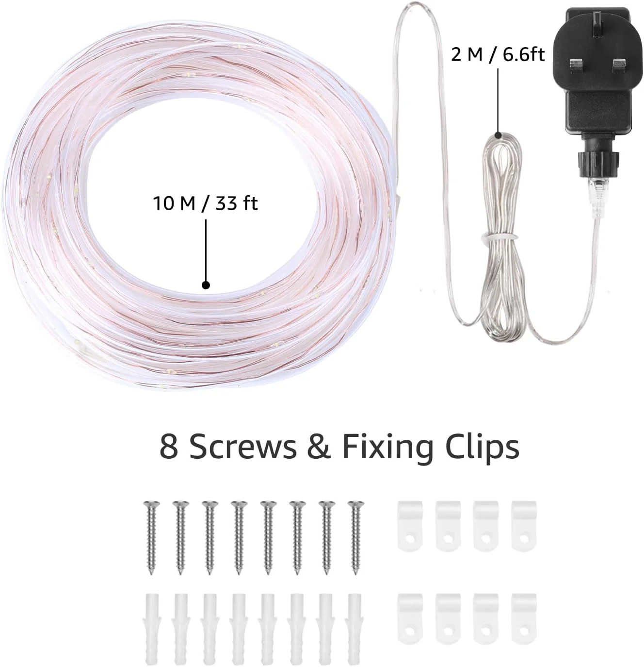 Lepro Outdoor Rope Lights with Timer, Low Voltage, Waterproof Outdoor String Lights Plug in, 10m 100 LED 8 Modes Daylight White Light Rope, Suit for Christmas, Garden, Landscape Lighting and More - Image 6