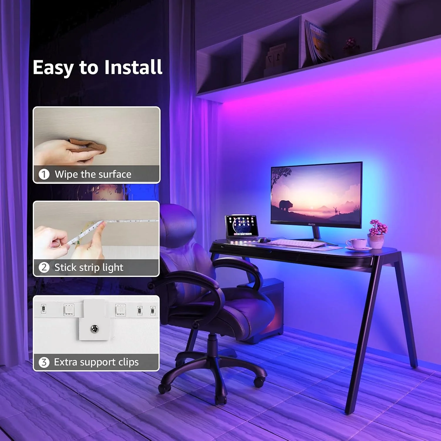 Lepro 10M LED Strip Lights with Remote, Dimmable, RGB Colour Changing, Stick-on LED Lights for Bedroom, Kitchen, Room Decoration (2 x 5M, 300 Bright 5050 LEDs) - Image 5