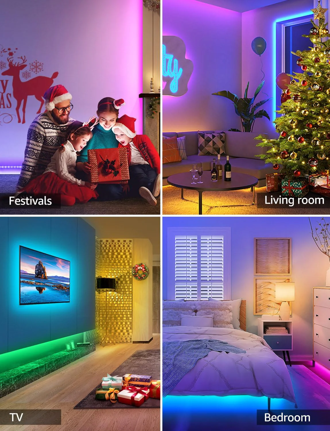 Lepro Alexa Smart LED Strip Light 10M (5Mx2), WiFi RGB LED Lights for Bedroom, Smart Life App Control, Works with Alexa & Google Assistant, Colour Changing Strip Lights for Kitchen Party Christmas - Image 7