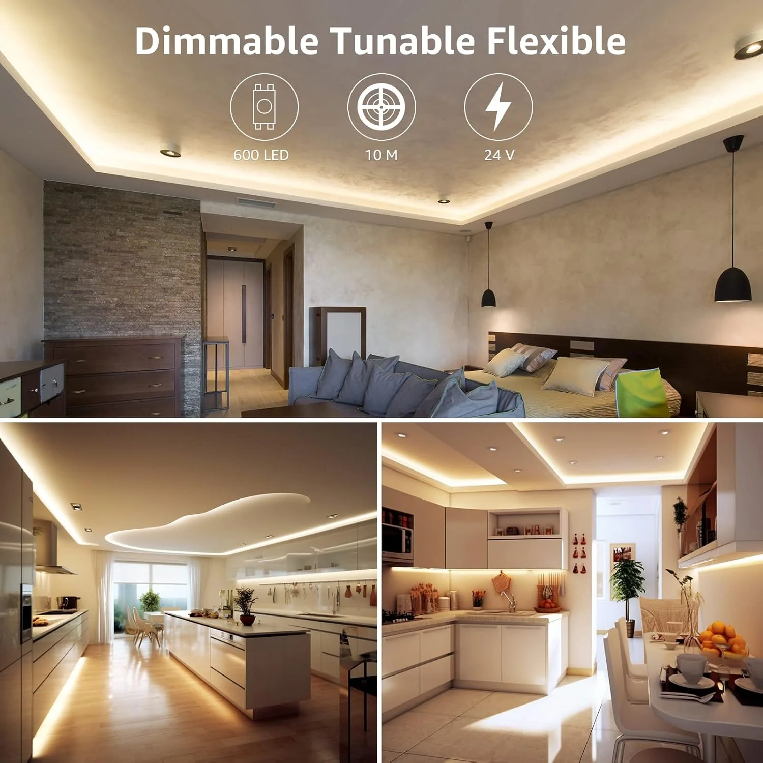Lepro 10M LED Strip Lights with Remote and Plug, Warm White to Cool Daylight, Whiteness and Brightness Adjustable, Stick-on LED Tape for Mirror, Bed, Stair, Cabinet and More - Image 5