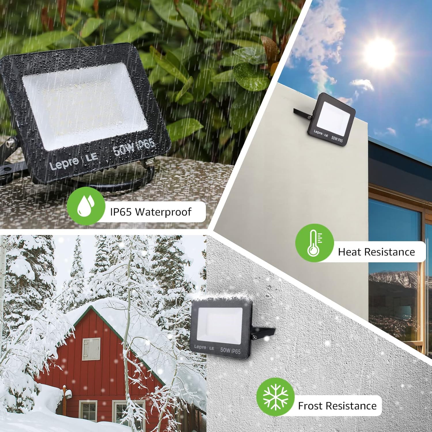 Lepro 10W LED Floodlight Outdoor, 850LM LED Security Lights, 70W Incandescent Lamp Equivalent, Waterproof IP65, Daylight White LED Outdoor Lights for Garden [Without Sensor] - Image 4