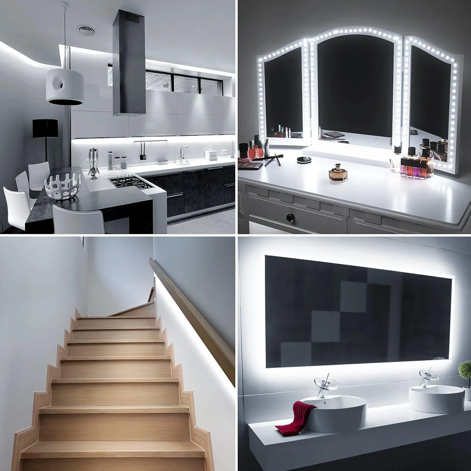 Lepro LED Strip Light White 5M 300 LEDs, 1650lm Dimmable Strip Lights for Kitchen, Cool White 6000K Daylight LED Strip for Under Units Cabinet Cupboards (12V Power Plug and Dimmer Switch Included) - Image 8