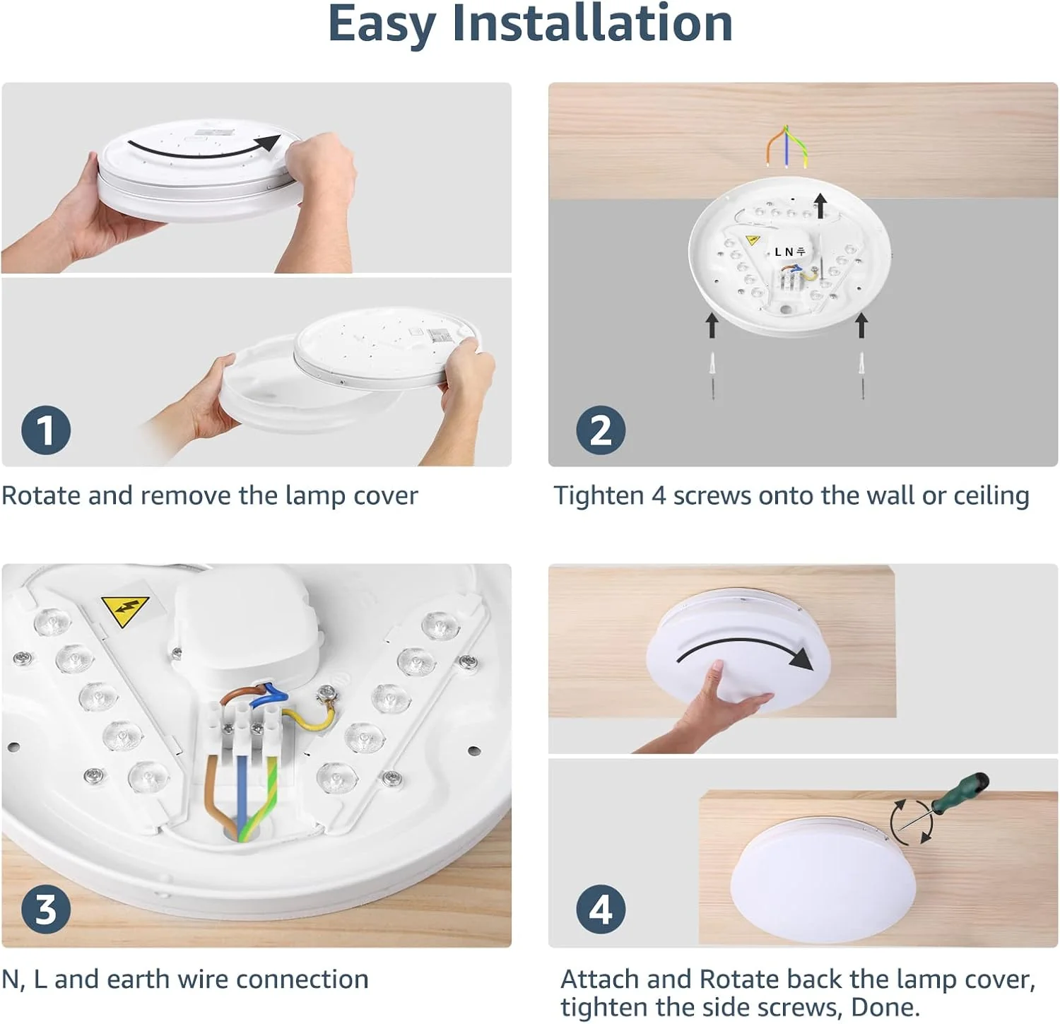 Lepro Ceiling Lights, 12W 1150lm, 5000K Daylight White, 60W Equivalent, Energy Saving, Modern Ceiling Light Fitting for Living Room, Bedroom, Kitchen, Office, Utility Room and More, φ26cm Round - Image 7