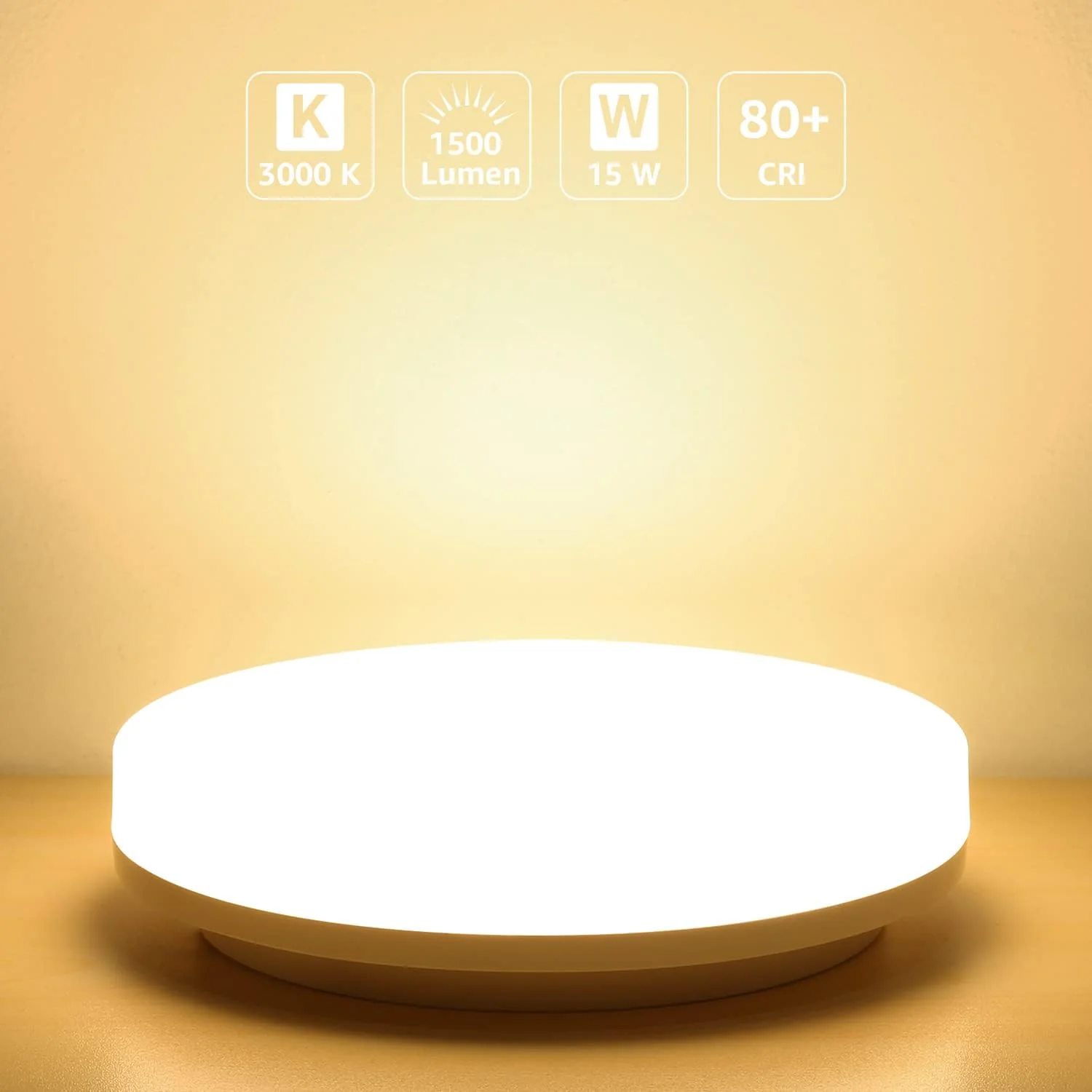 Lepro Bathroom Light Warm White, 15W 1500 Lumen Waterproof Ceiling Lights, 3000K, IP54, 100W Equivalent, Small, Modern, Round Ceiling Light for Kitchen, Toilet, Porch, Bedroom, Utility Room and More - Image 2