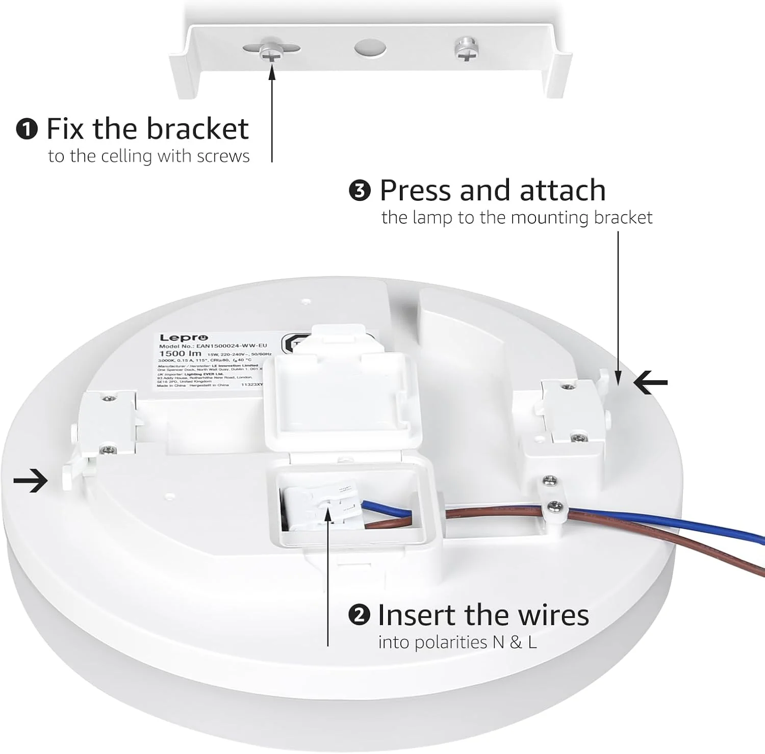 Lepro Bathroom Light, 15W 1500lm Ceiling Lights, 100W Equivalent, Waterproof IP54, Small, Dome, Modern, Flush Ceiling Light for Kitchen, Bulkhead, Toilet, Porch, Bedroom, Utility Room and More - Image 7