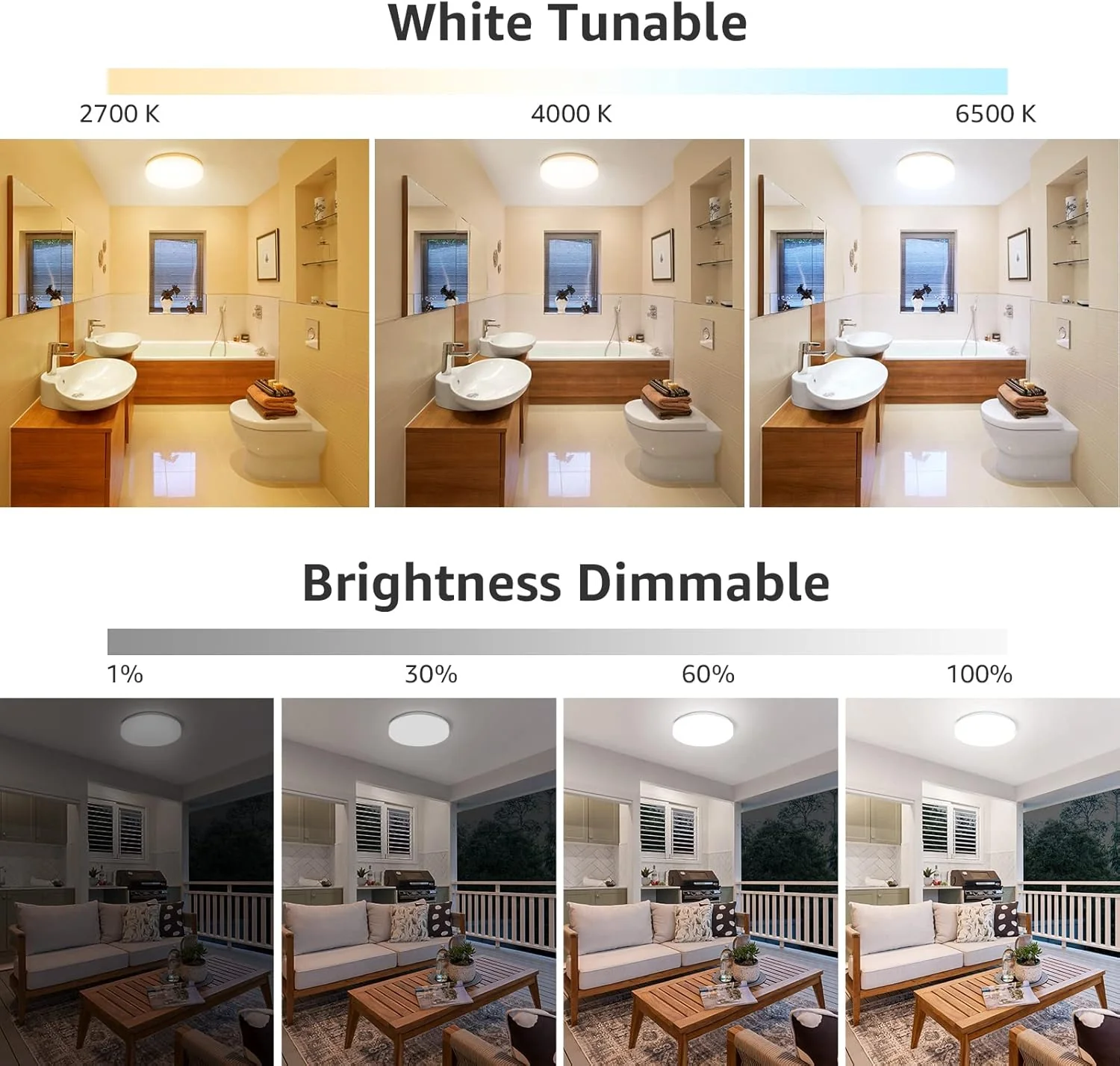 Lepro Smart LED Ceiling Light Dimmable, RGB Colour Changing Ceiling Light, App or Voice Control, IP54 Waterproof Bathroom Light, 15W 1250lm, Warm to Cool White Tunable, Work with Alexa and Google Home - Image 3