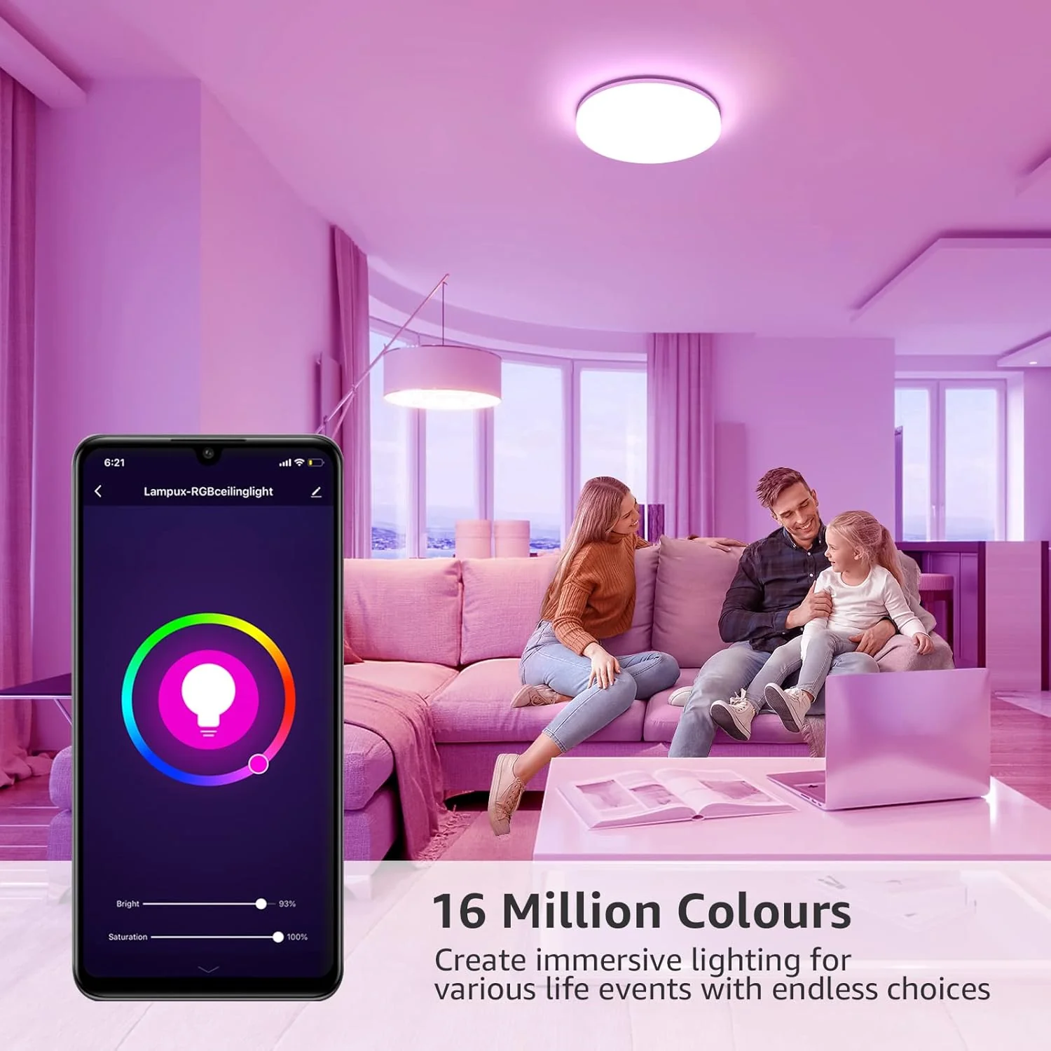 Lepro Smart LED Ceiling Light Dimmable, RGB Colour Changing Ceiling Light, App or Voice Control, IP54 Waterproof Bathroom Light, 15W 1250lm, Warm to Cool White Tunable, Work with Alexa and Google Home - Image 5