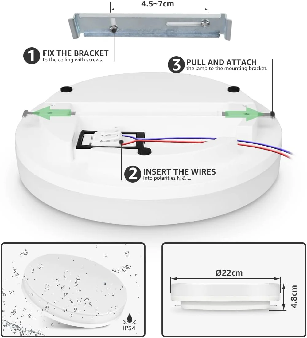 Lepro Smart LED Ceiling Light Dimmable, RGB Colour Changing Ceiling Light, App or Voice Control, IP54 Waterproof Bathroom Light, 15W 1250lm, Warm to Cool White Tunable, Work with Alexa and Google Home - Image 8