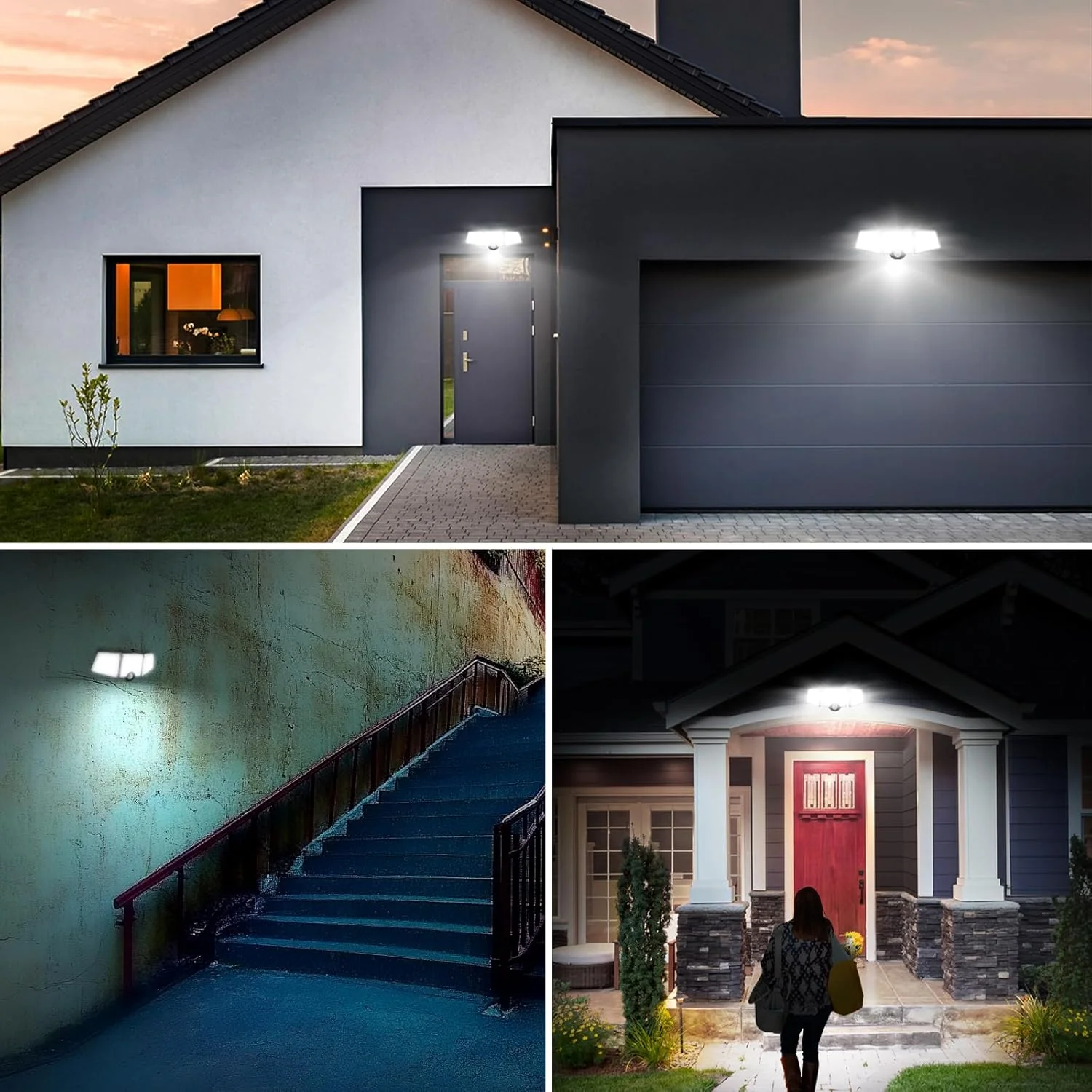 Lepro Solar Security Lights Outdoor Motion Sensor, 1200LM Solar Flood Lights with Separate Solar Panel, IP65 Waterproof, Adjustable 3Heads, Solar Pir Wall Lights for Yard Garage Pathway - Image 9