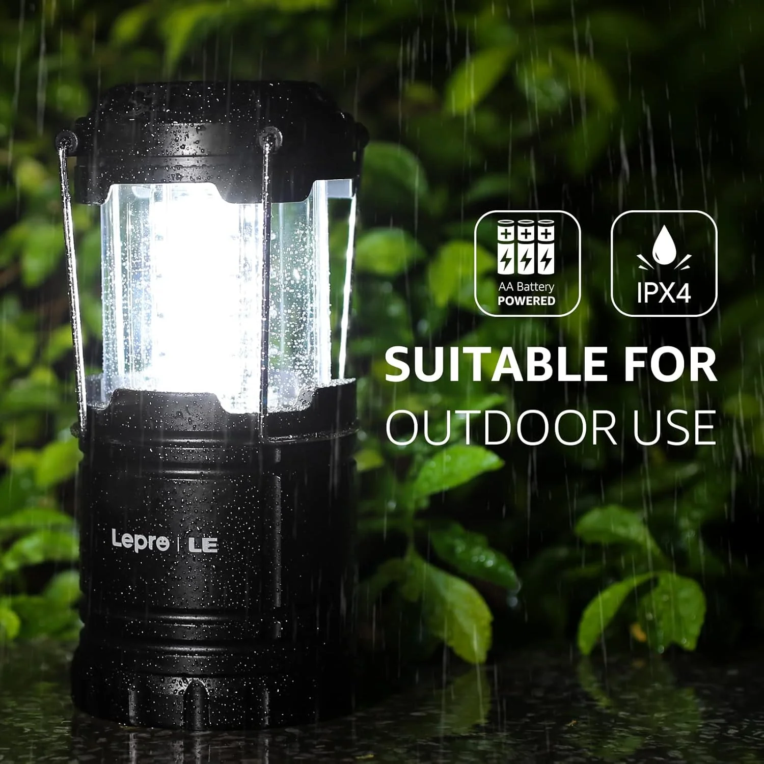 Lepro Camping Lights, Collapsible Camping Lantern Battery Powered, Portable Camping Light for Tents, AA Battery Operated, Battery Lanterns for Power Cuts, Emergency Lighting, Fishing, Pack of 2 - Image 4