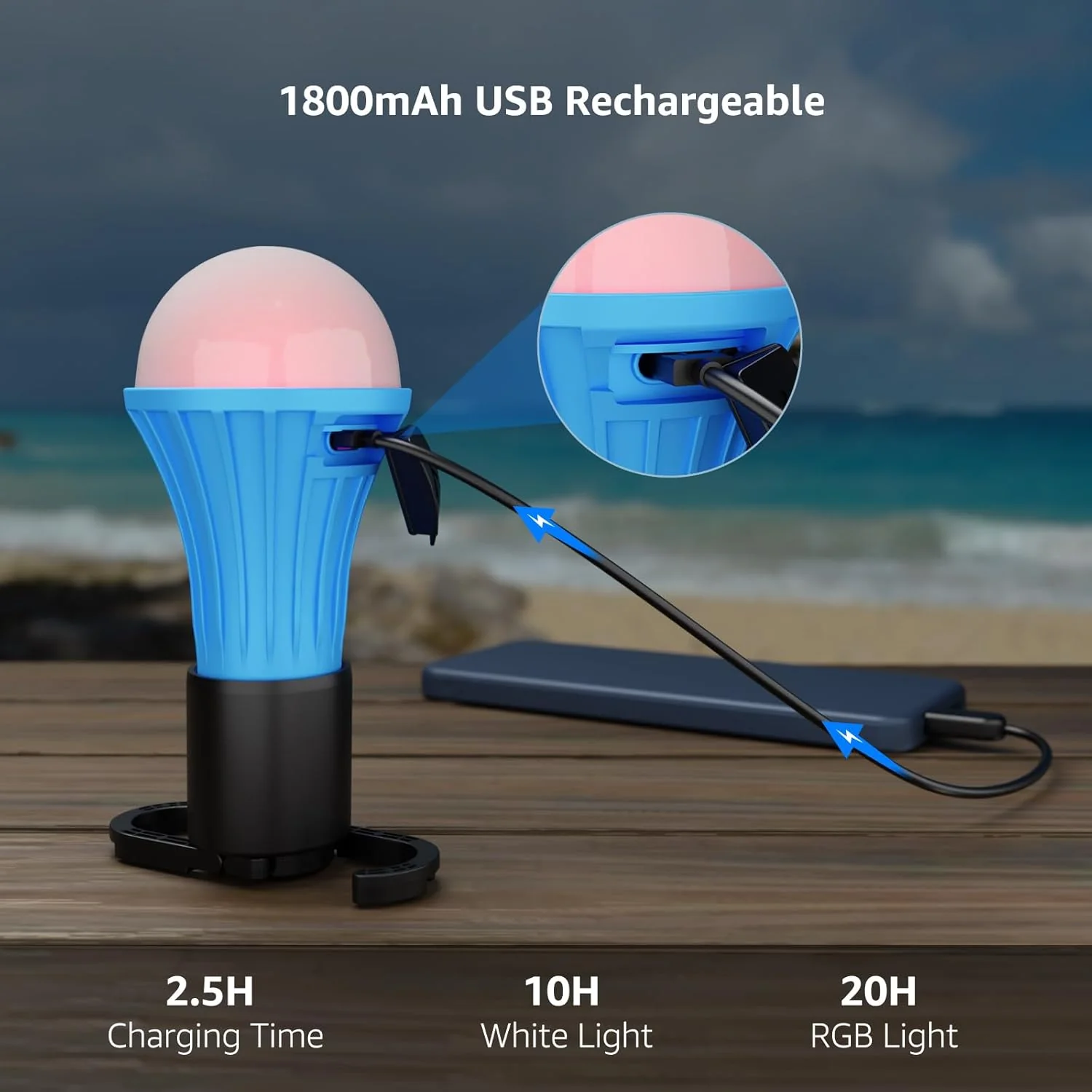 Lepro Rechargeable Camping Lights, 7 White & RGB Colour Modes, Hanging Tent Lights for Camping, Camping Lantern Rechargeable, 10 Hrs Battery Life Camping Accessories, Suit for Power Cuts, Emergency - Image 3