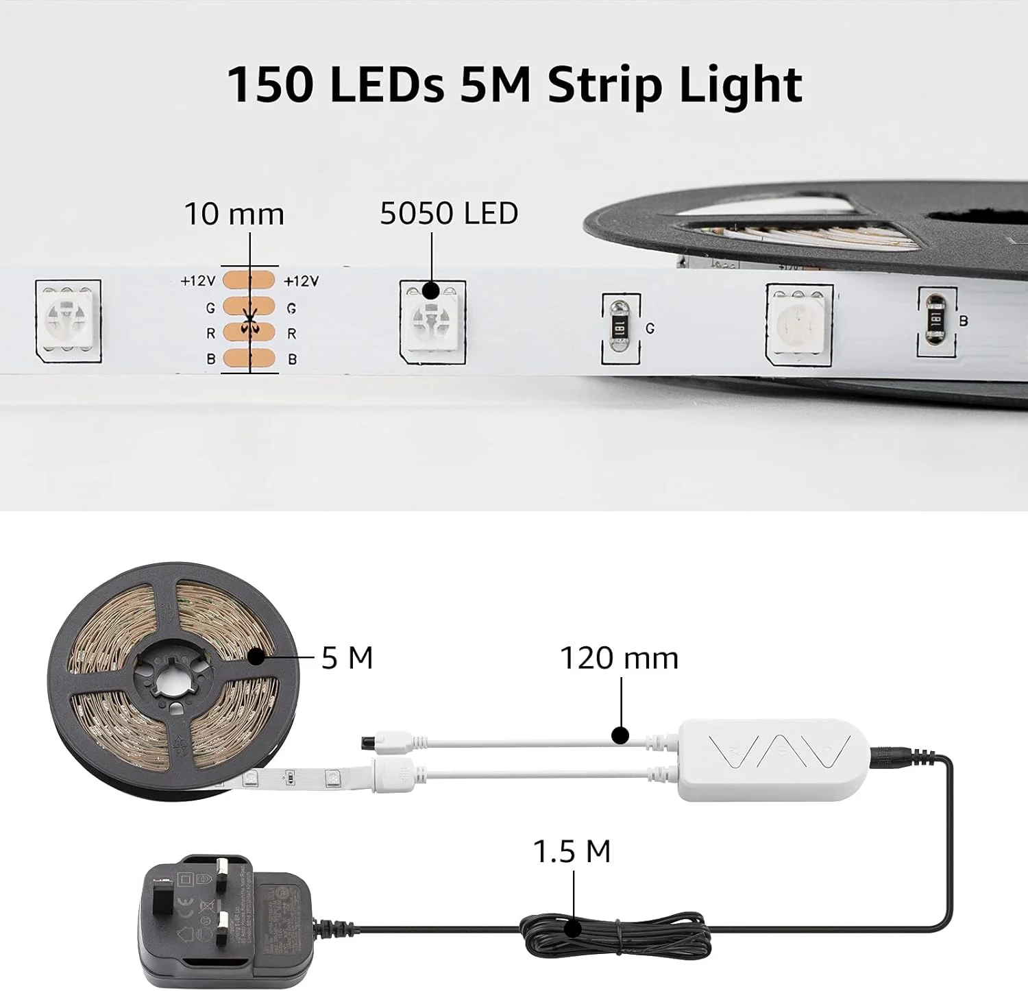 Lepro LED Strip Lights Music Sync 20M (2x10M), 5050 RGB Colour Changing LED Strip with Remote and Plug, Dimmable Stick on LED Lights for Bedroom, Kitchen, Party, Teen Girl Kids Room Decor - Image 8