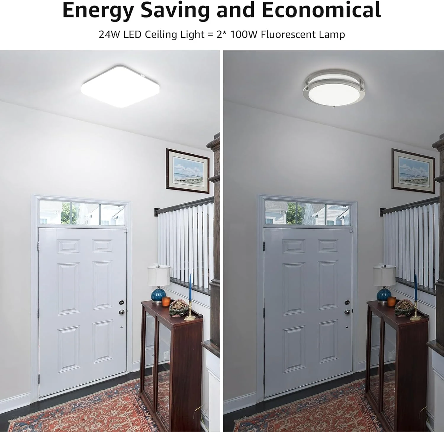 Lepro Ceiling Lights 24W, 2400lm Super Bright Square LED Ceiling Light, Daylight White 5000K, IP44 Waterproof Bathroom Light, for Office, Living Room, Bedroom, Kitchen, Hallway, Porch - Image 3