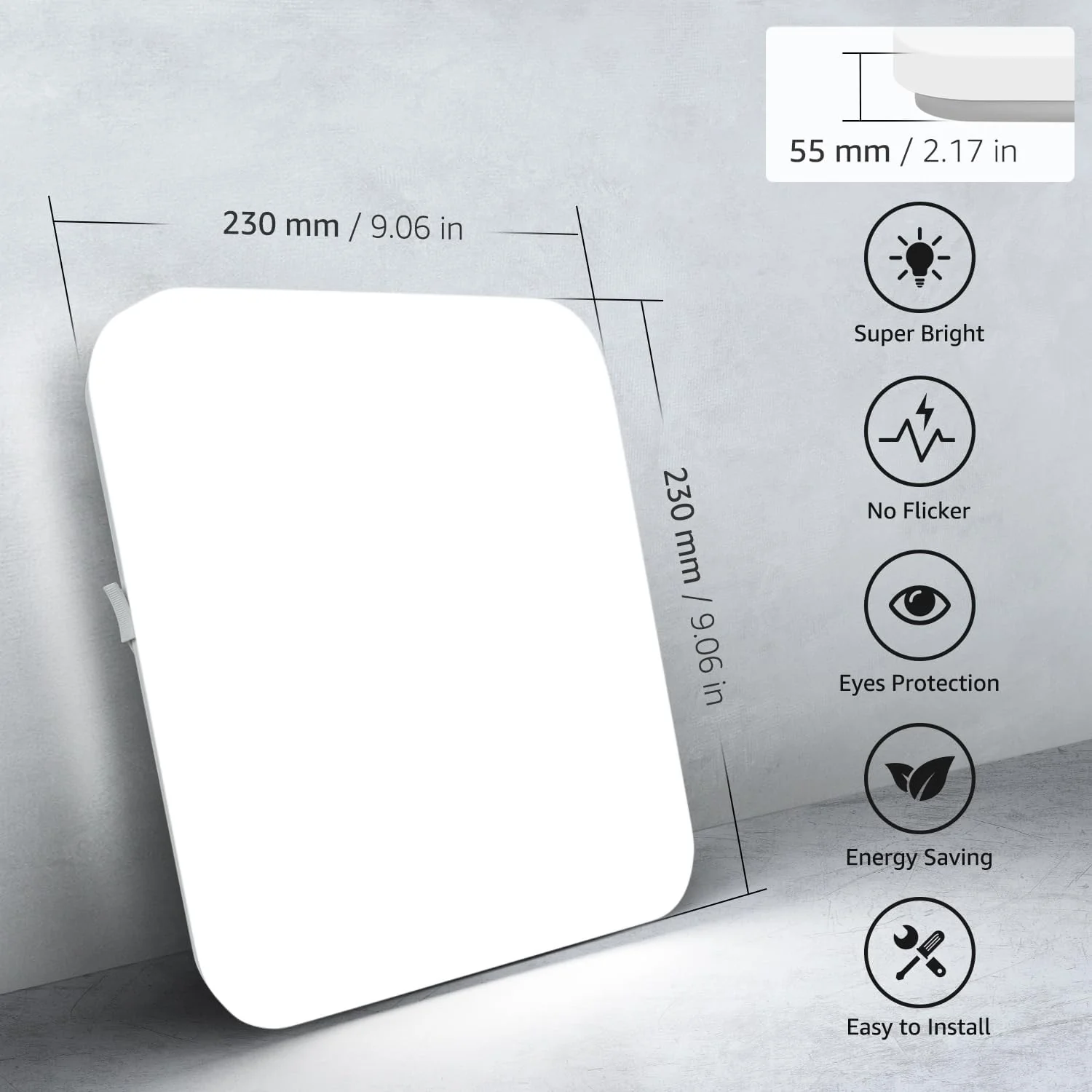 Lepro Ceiling Lights 24W, 2400lm Super Bright Square LED Ceiling Light, Daylight White 5000K, IP44 Waterproof Bathroom Light, for Office, Living Room, Bedroom, Kitchen, Hallway, Porch - Image 9