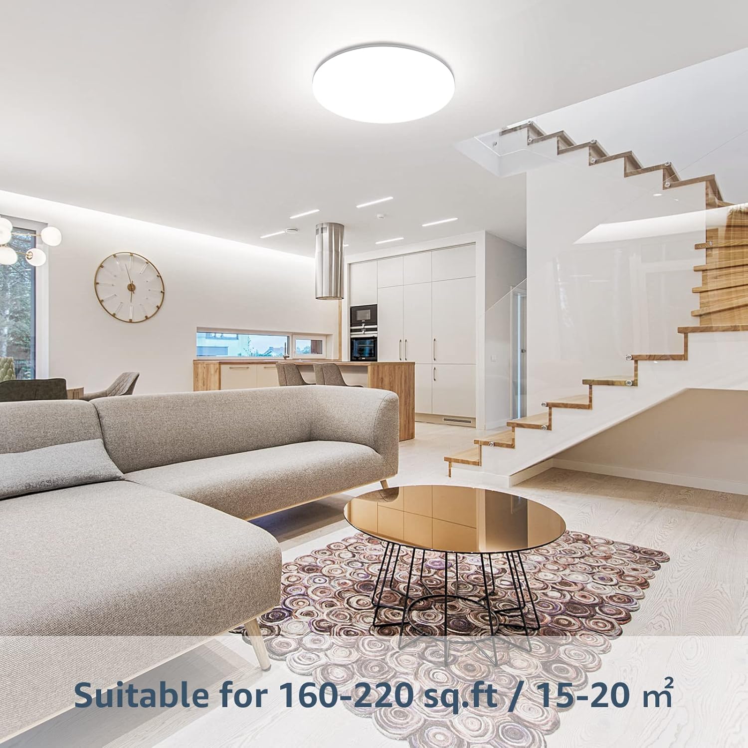 Lepro Bathroom Lights Ceiling, 24W 2400lm Bright LED Ceiling Light, IP54 Waterproof, Daylight White 5000K, Large, Flush Ceiling Light for Living Room Kitchen, Hallway, Outside Porch and More, Ø28CM - Image 3