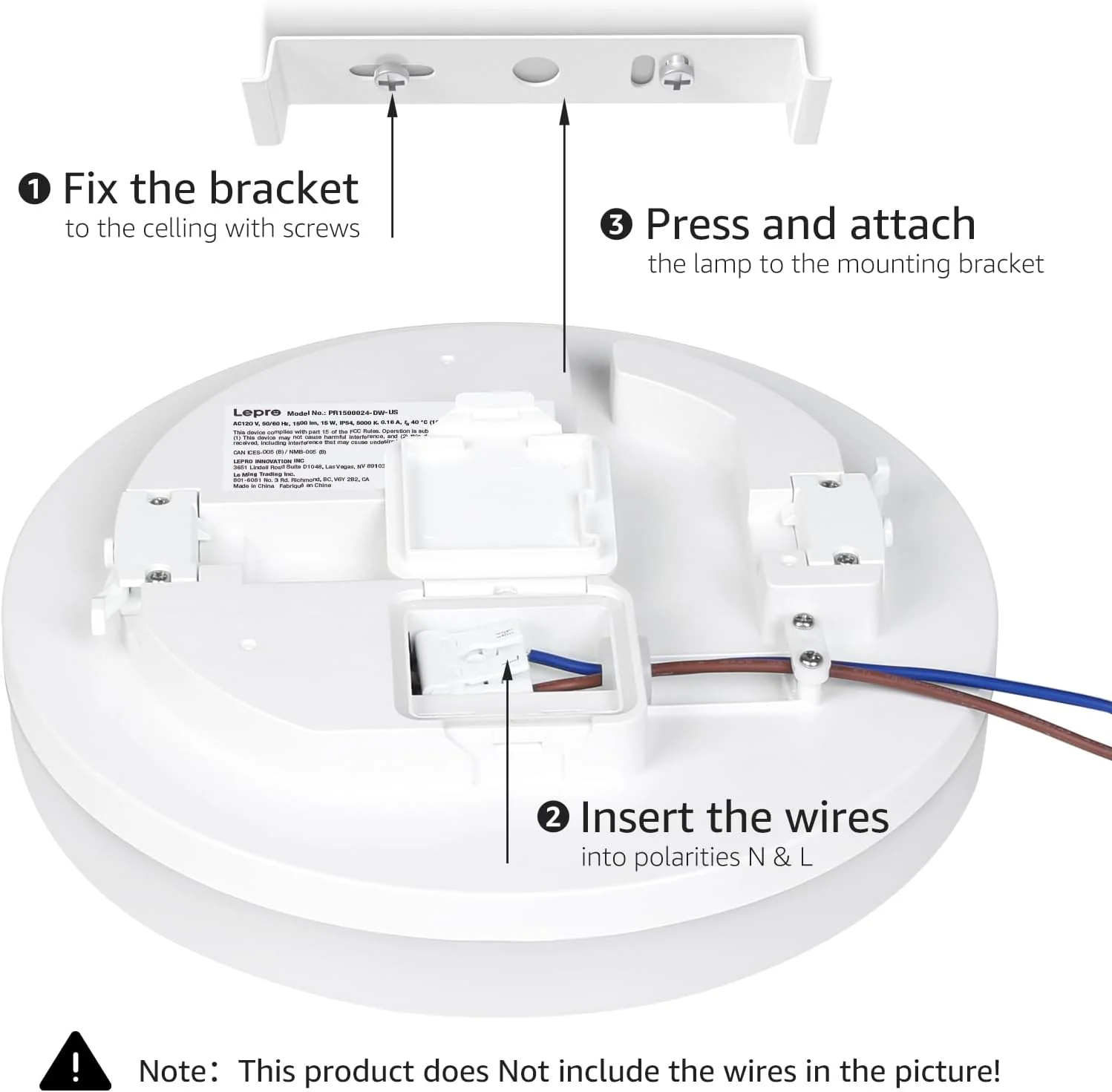 Lepro Bathroom Lights Ceiling, 24W 2400lm Bright LED Ceiling Light, IP54 Waterproof, Daylight White 5000K, Large, Flush Ceiling Light for Living Room Kitchen, Hallway, Outside Porch and More, Ø28CM - Image 6