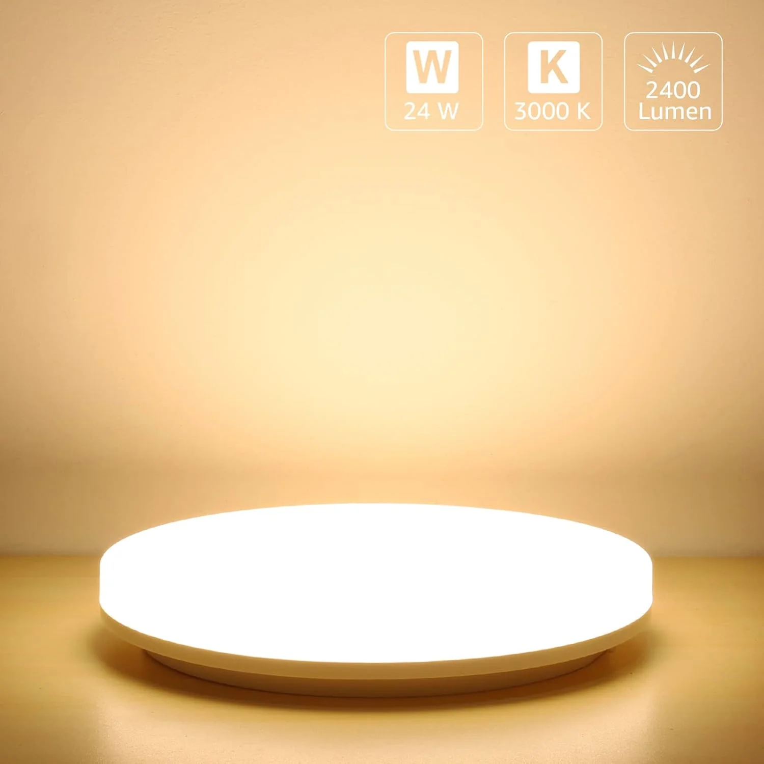 Lepro 24W LED Ceiling Light, Waterproof IP54, Warm White 3000K, 200W Incandescent Bulb Equivalent, 2400lm Flush Mount Lighting Fitting for Bathroom, Bedroom, Kitchen, Hallway and More Ø28cm - Image 6