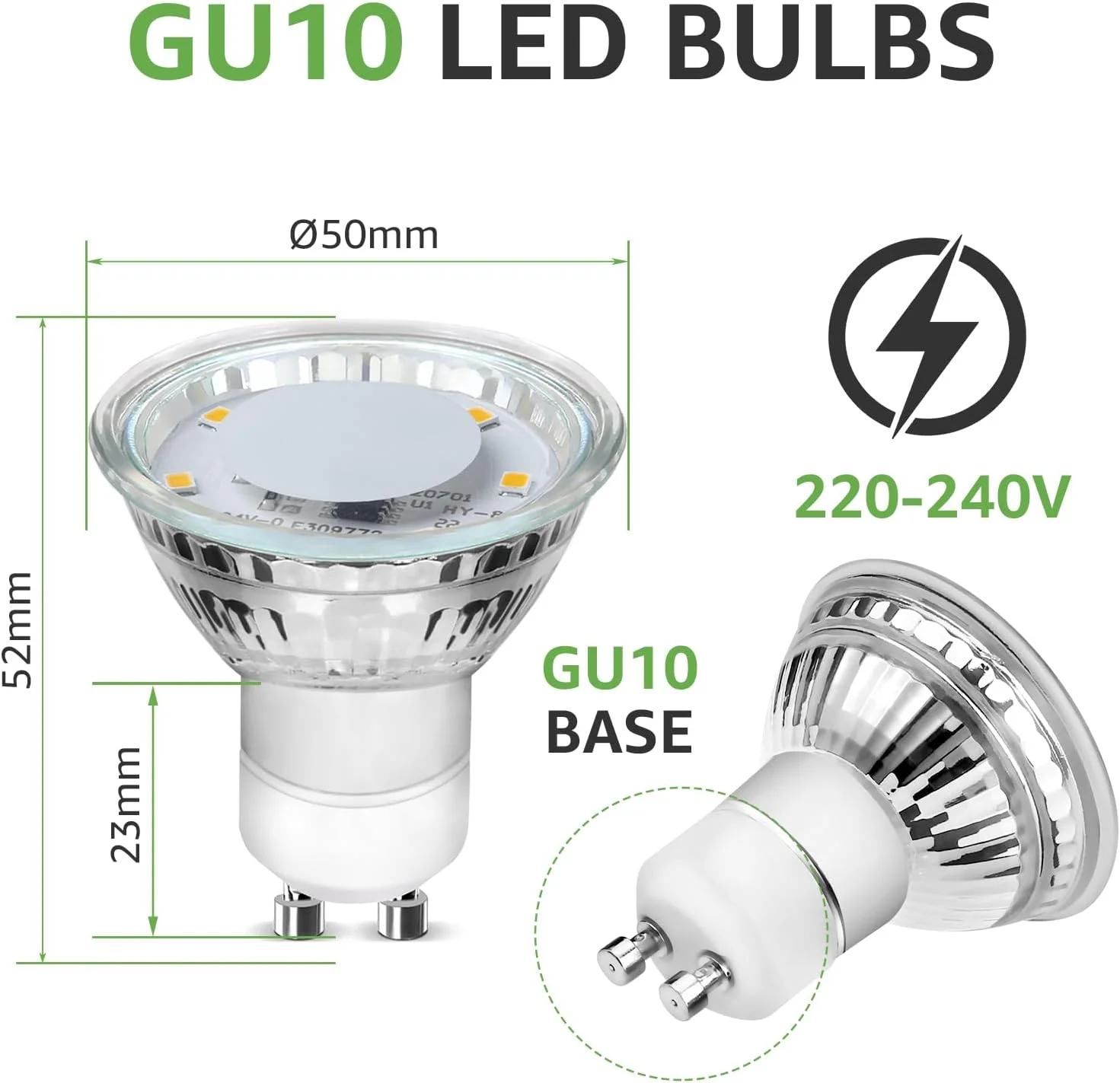 Lepro GU10 LED Bulbs Warm White 2700K, 4W 325lm Spot Light Bulbs, 50W Halogen Spotlight Equivalent, Energy Saving GU10 LED Lightbulbs, 100° Wide Beam, Non-dimmable, Pack of 6 - Image 3