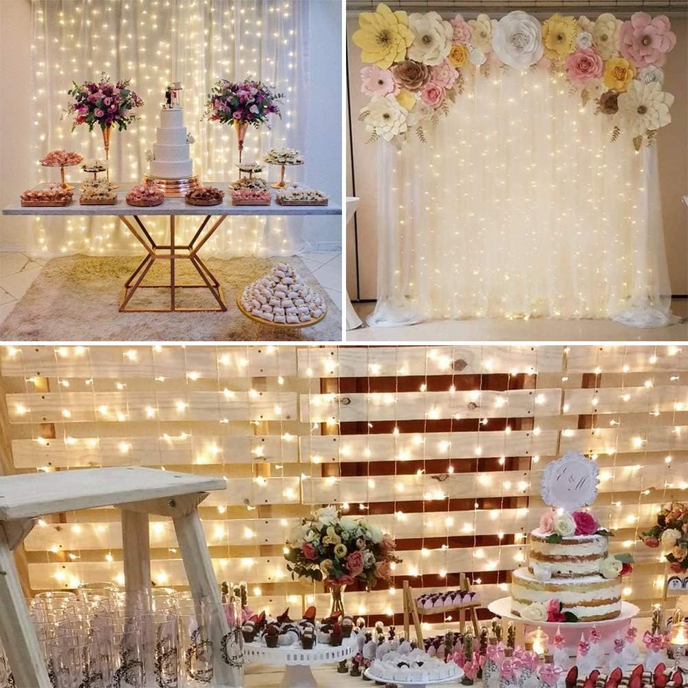 Lepro Curtain Lights Plug in, 3m x 3m 300 LED Warm White Curtain Fairy Lights, 8 Modes Fairy Lights Curtain Mains Powered for Birthday Decorations, Weeding, Party, Garden, Gazebo, Bedroom, Wall - Image 5