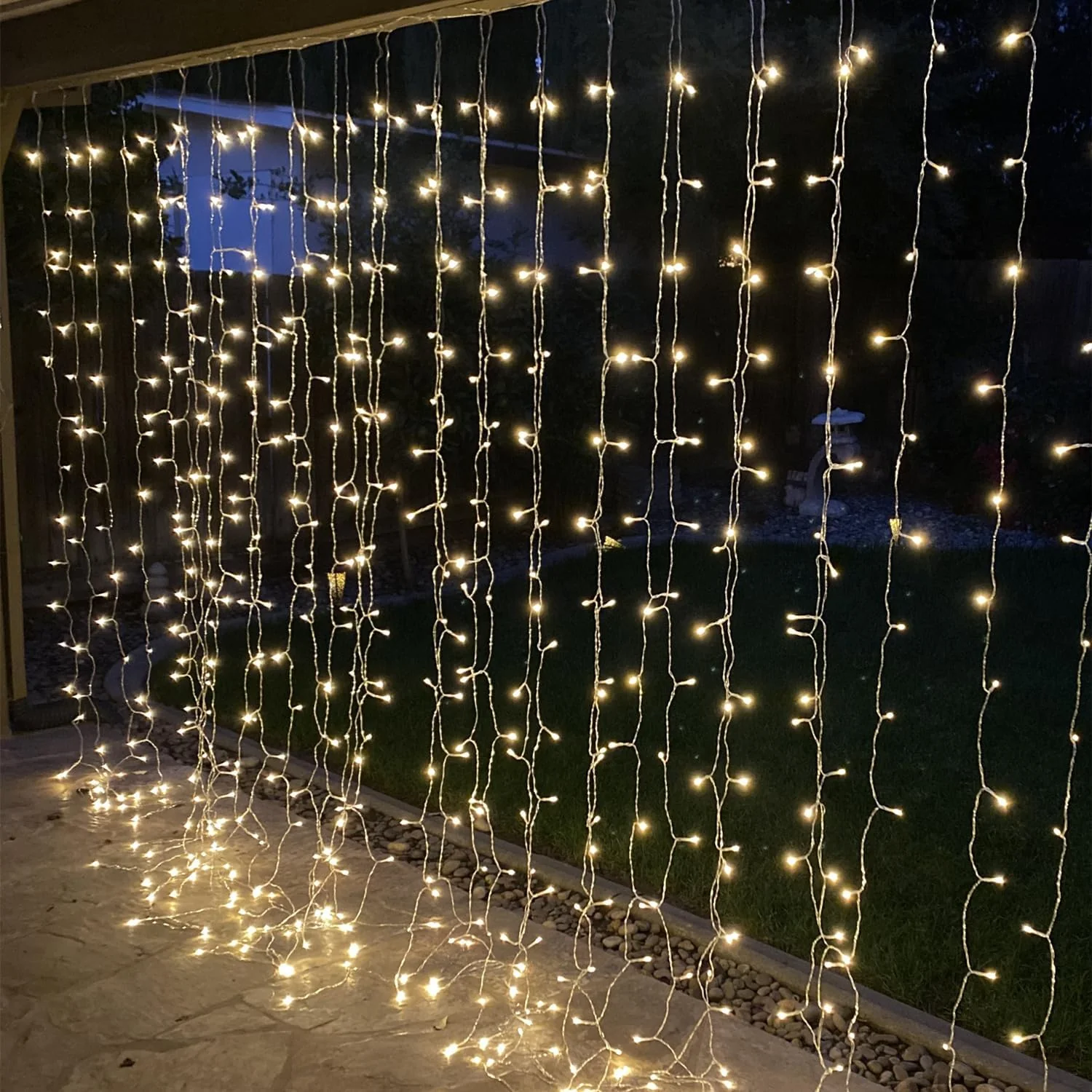 Lepro Curtain Lights Plug in, 3m x 3m 300 LED Warm White Curtain Fairy Lights, 8 Modes Fairy Lights Curtain Mains Powered for Birthday Decorations, Weeding, Party, Garden, Gazebo, Bedroom, Wall - Image 8