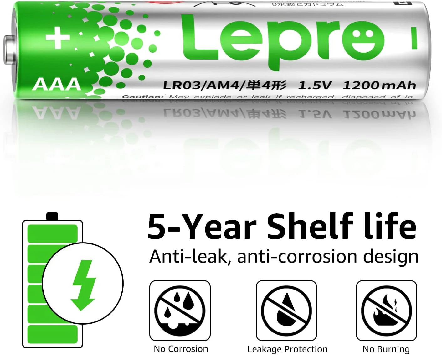 Lepro AAA Alkaline Batteries 48 Pack, 1200mAh Triple A Battery with Anti-Leakage Technology, High Capacity, Long Lasting Power, 1.5 Volt LR03 MN2400 AAA Battery Pack for Clocks Remotes Mouse Torch - Image 3