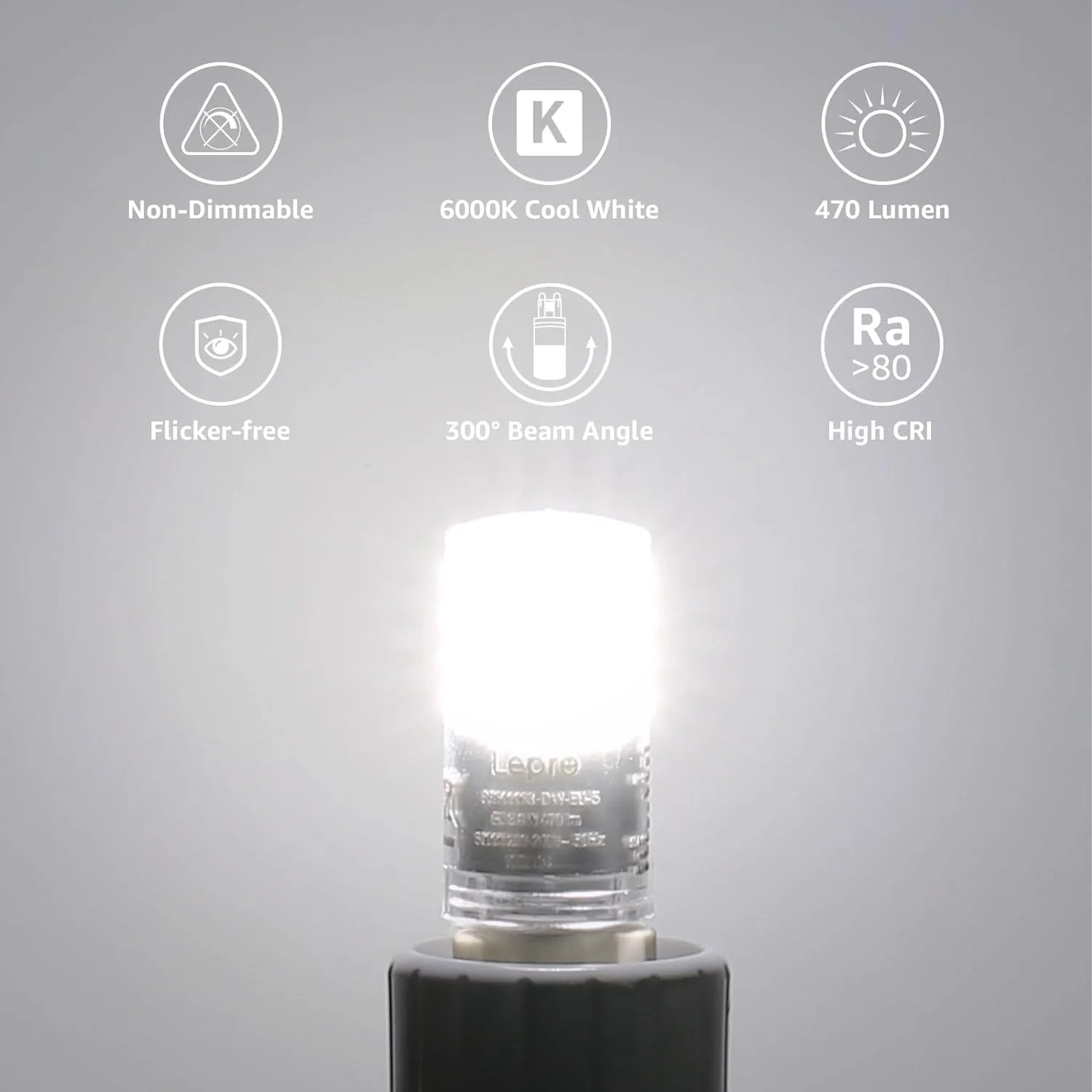 Lepro G9 LED Bulbs Cool White, 3.8W 470lm G9 LED Bulb, 40W Equivalent G9 Capsule Bulb, Energy Saving LED G9 Bulbs Cool White 6000K, AC 220V-240V, Non-dimmable, Pack of 5 - Image 2