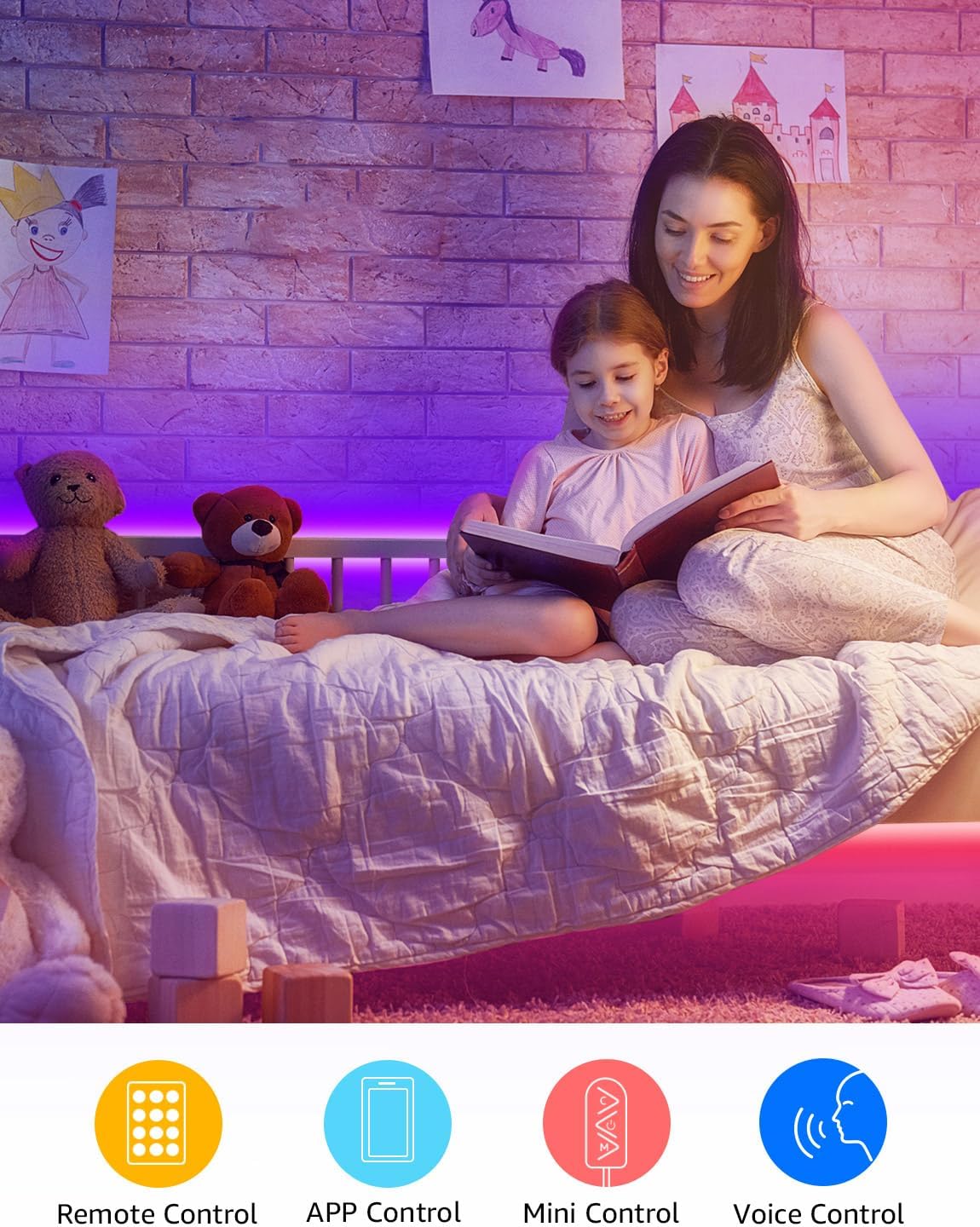 Lepro Alexa Smart LED Strip Light 5M, WiFi RGB LED Lights for Bedroom, Smart Life App Control, Works with Alexa & Google Assistant, Colour Changing Strip Lights for Kitchen Party Christmas - Image 8