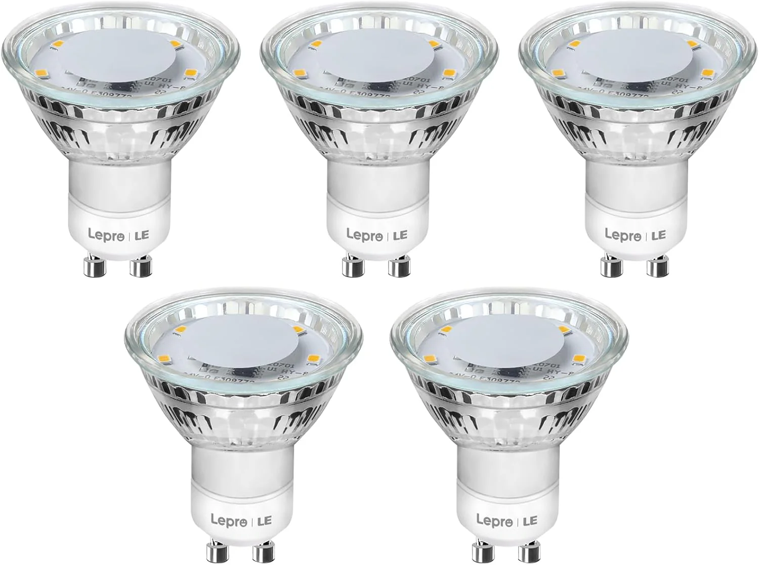 Lepro GU10 LED Bulbs Cool White 5000K, 50W Halogen Spotlight Equivalent, 4W 325lm Energy Saving GU10 LED Light Bulbs, 100° Wide Beam, Non-dimmable, Pack of 5
