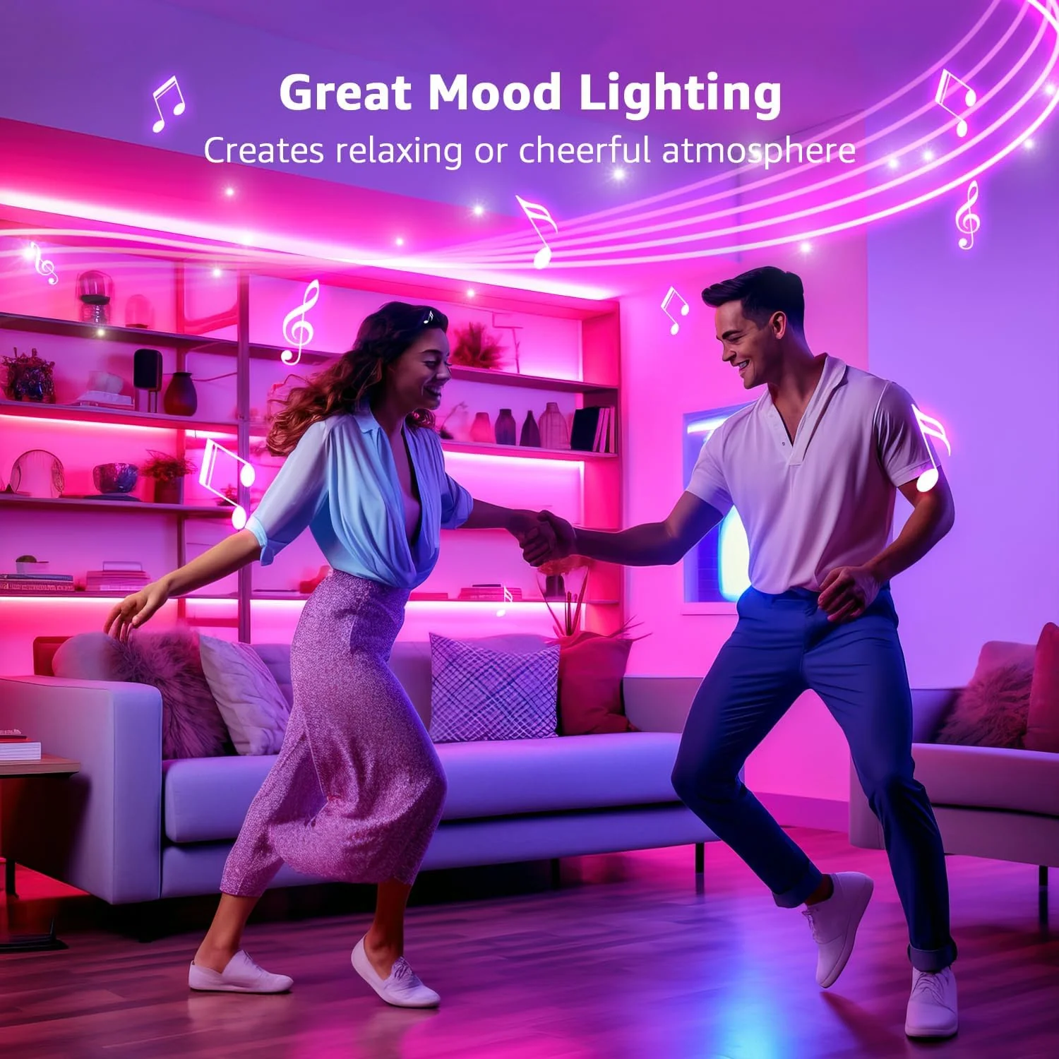 Lepro LED Strip Lights 5M Music Sync, 5050 RGB Colour Changing LED Strip with Remote, Sound Reactive, Dimmable Stick on Plug in LED Lights for Bedroom, Kitchen, Party, Teen Girl Kids Room Decor - Image 7