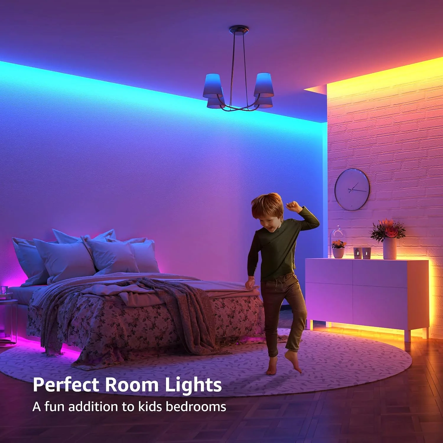 Lepro LED Strip Light 5M, Dimmable RGB LED Strips with Remote, Colour Changing Room Lights, Plug in LED Lights for Bedroom, Living Room, TV, Kitchen, Kids Room (5M, 150 Bright 5050 LEDs) - Image 5