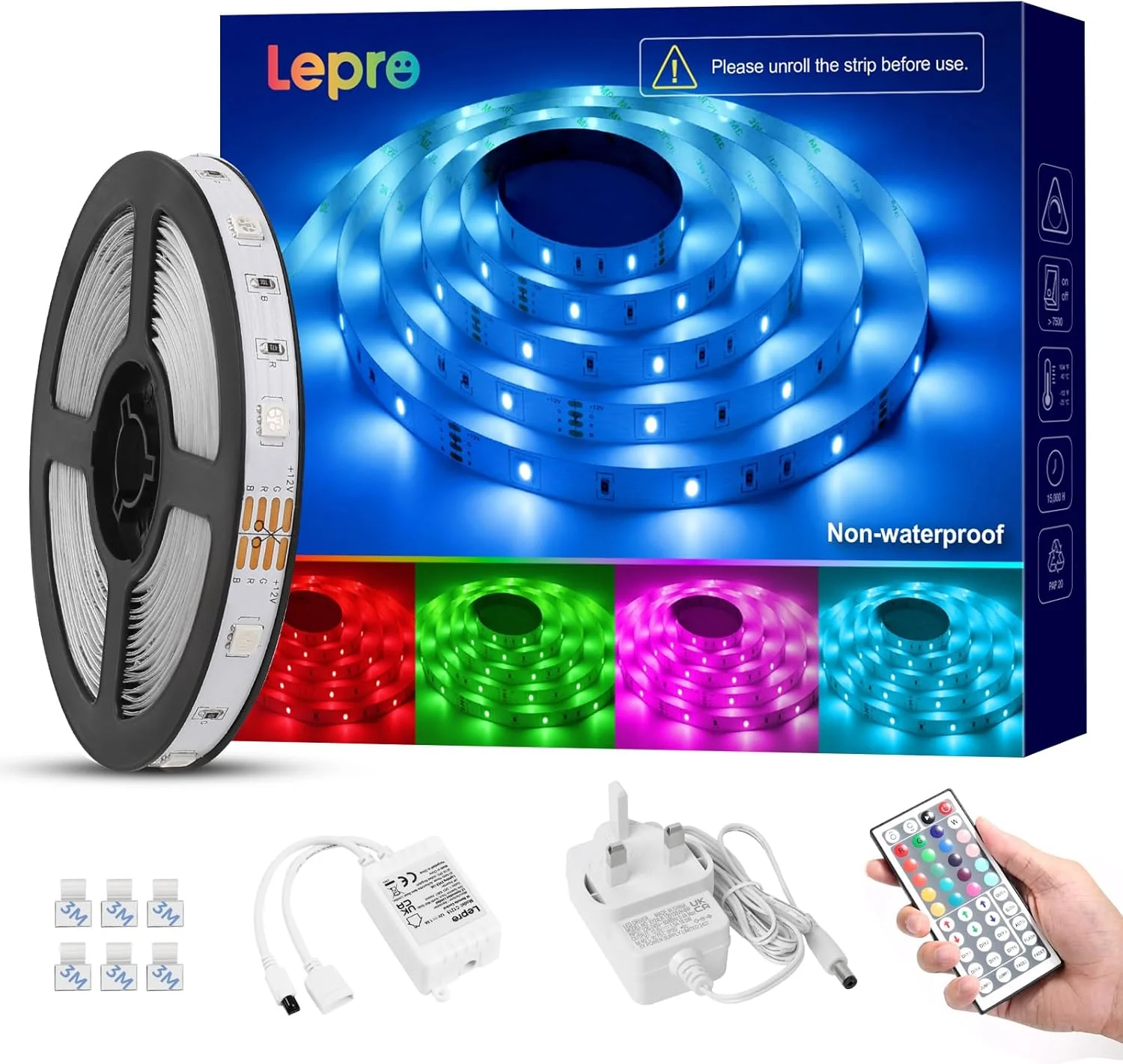 Lepro LED Strip Light 5M, Dimmable RGB LED Strips with Remote, Colour Changing Room Lights, Plug in LED Lights for Bedroom, Living Room, TV, Kitchen, Kids Room (5M, 150 Bright 5050 LEDs) - Image 9