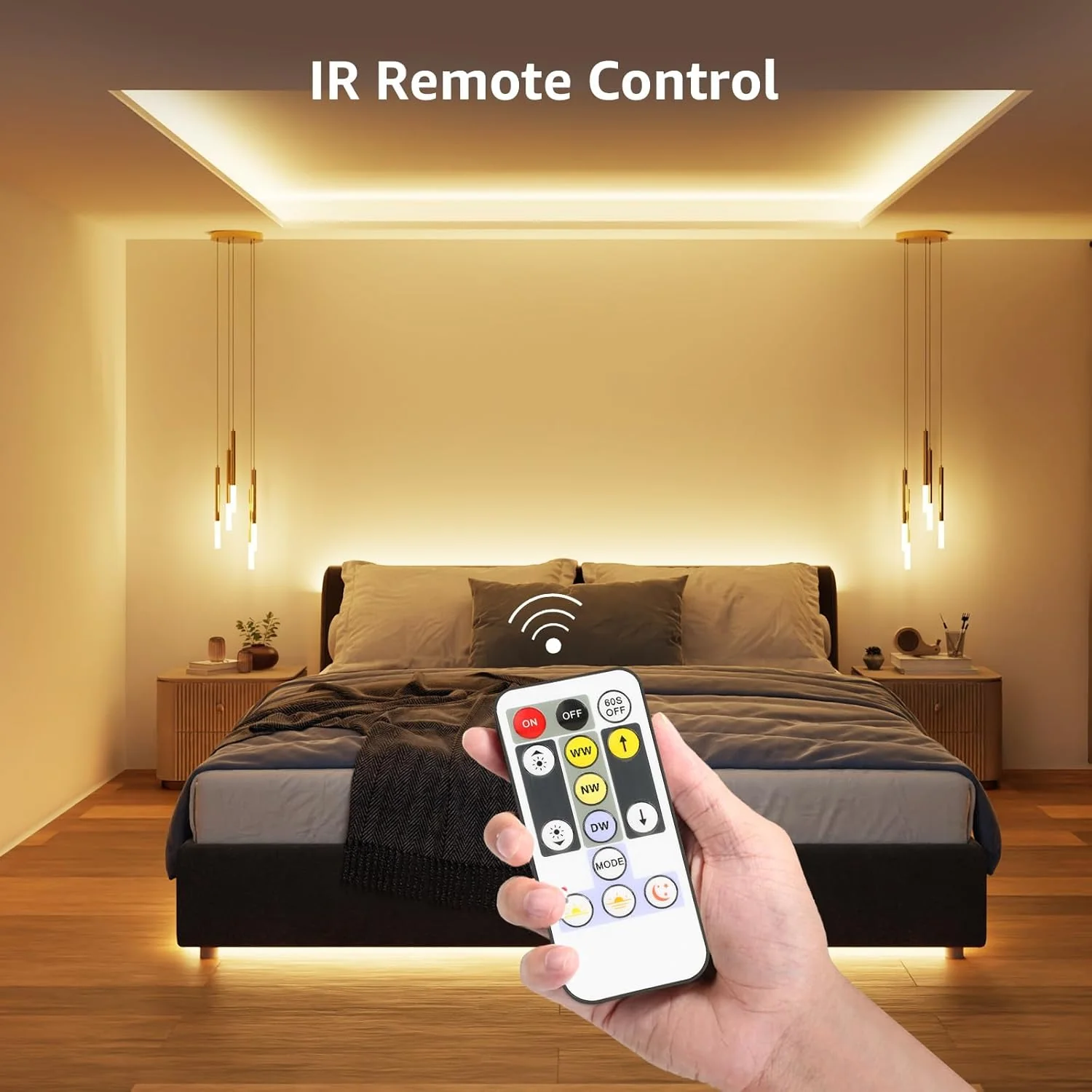 Lepro 5M LED Strip Lights, Warm White to Cool Daylight, Dimmable and Tunable with Remote, Stick-on LED Light for Bedroom, Desk, Mirror, Wall, Ceiling and More - Image 6