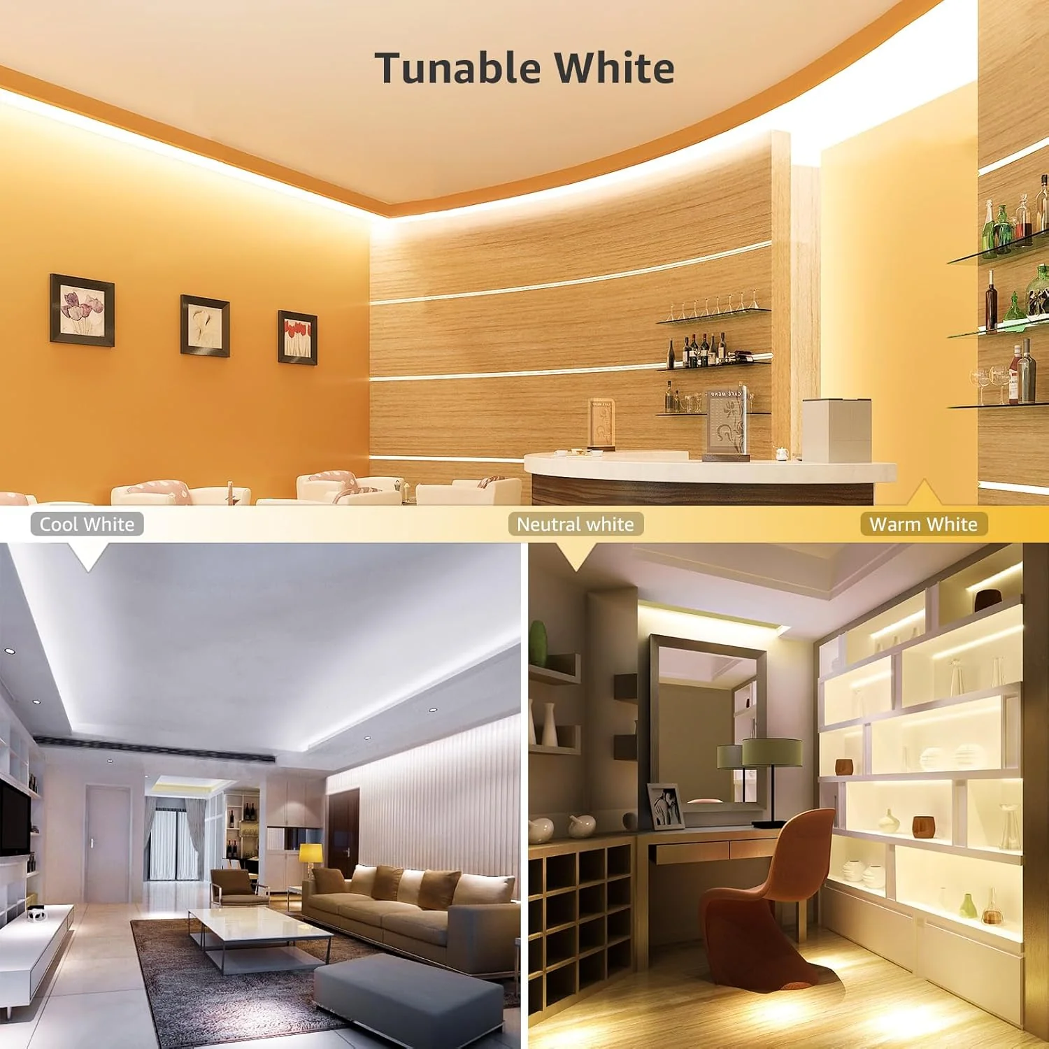 Lepro 5M LED Strip Lights, Warm White to Cool Daylight, Dimmable and Tunable with Remote, Stick-on LED Light for Bedroom, Desk, Mirror, Wall, Ceiling and More - Image 7
