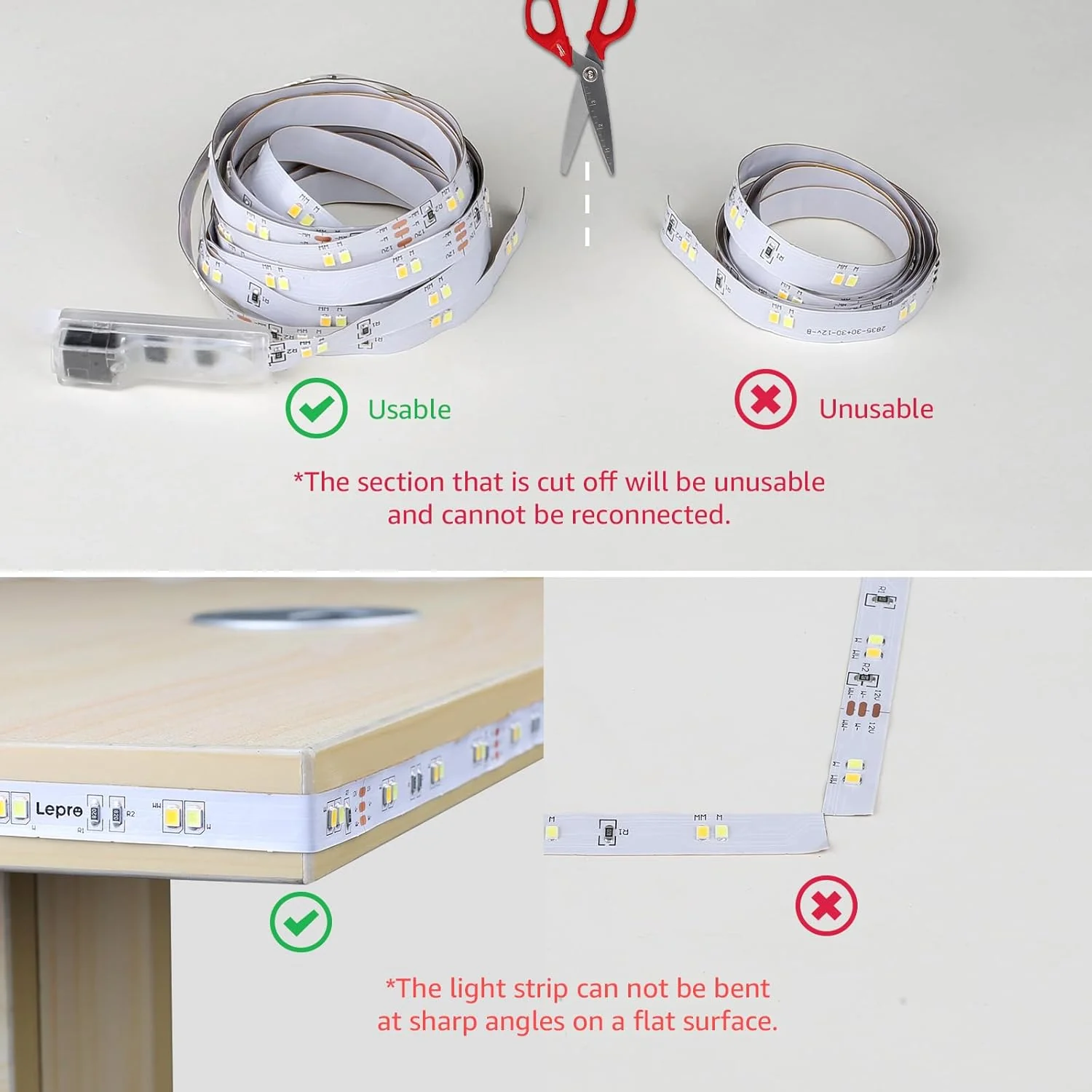 Lepro 5M LED Strip Lights, Warm White to Cool Daylight, Dimmable and Tunable with Remote, Stick-on LED Light for Bedroom, Desk, Mirror, Wall, Ceiling and More - Image 9