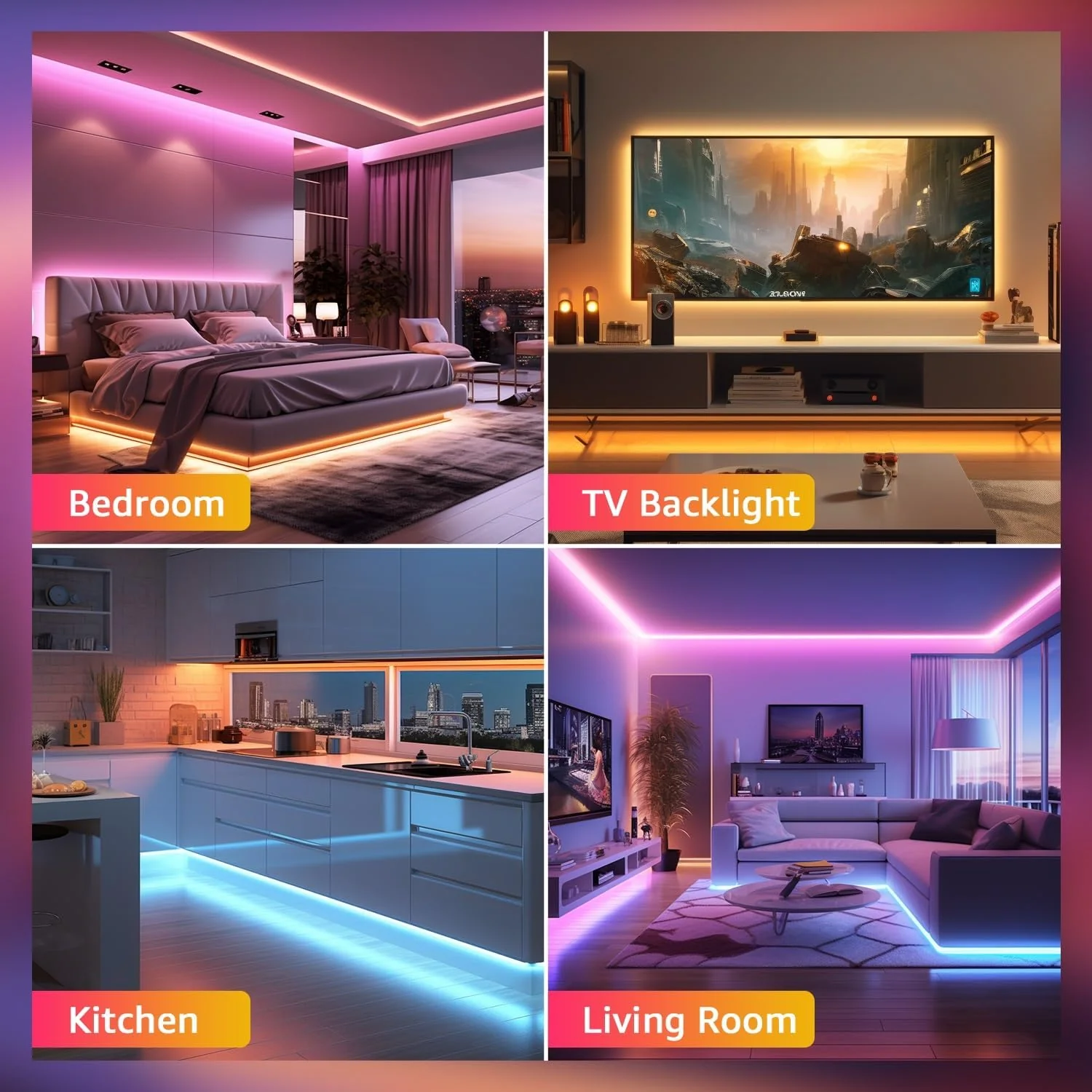 Lepro Smart RGB LED Strip Light 5M, Music Sync, Works with Alexa and Google Assistant, Smart Life App, Remote and Voice Control, Colour Changing LED Lights for Bedroom Party Home Decor - Image 8