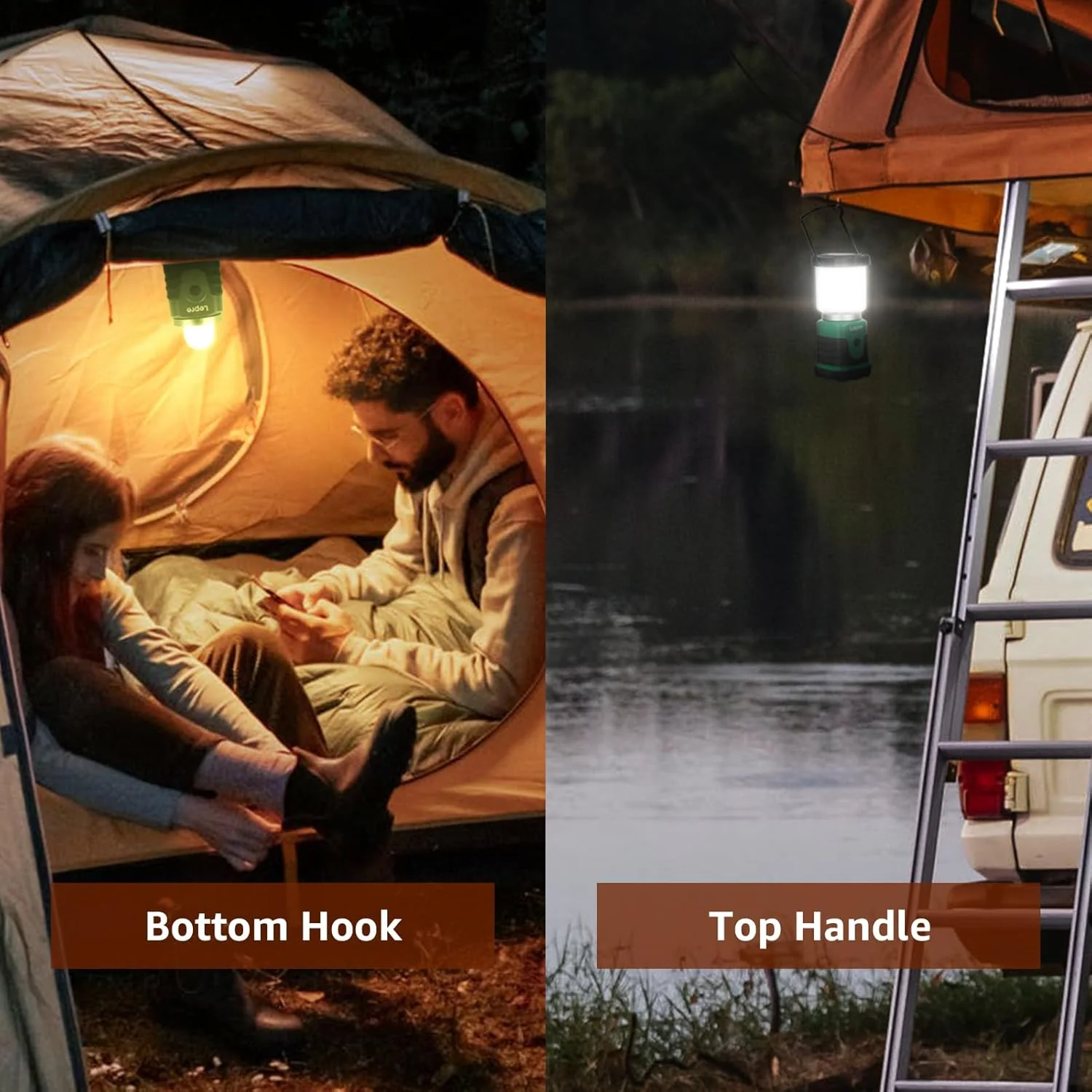 Lepro Camping Lantern Battery Powered, Portable Small Camping Tent Lights AA Battery Operated, Dimmable Warm White to Daylight Modes, Battery Lanterns for Indoors, Power Cuts, Emergency, Pack of 2 - Image 4