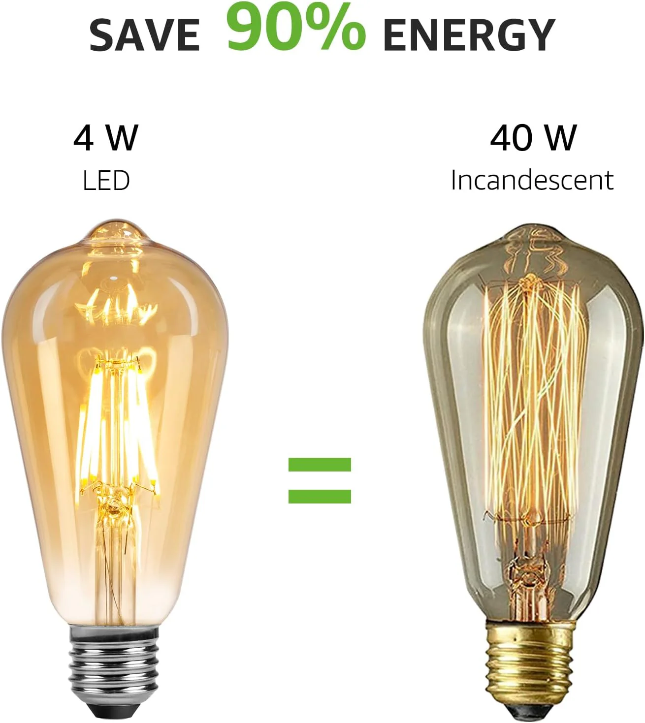 Lepro LED E27 Screw Bulb, ST64 E27 Vintage Light Bulbs, 4.8W 470lm, 40W Equivalent GLS Bulb, Warm White 2500K LED Filament Bulbs Edison Screw, Antique Style Retro Amber Glass, Non Dimmable, Pack of 6 - Image 5