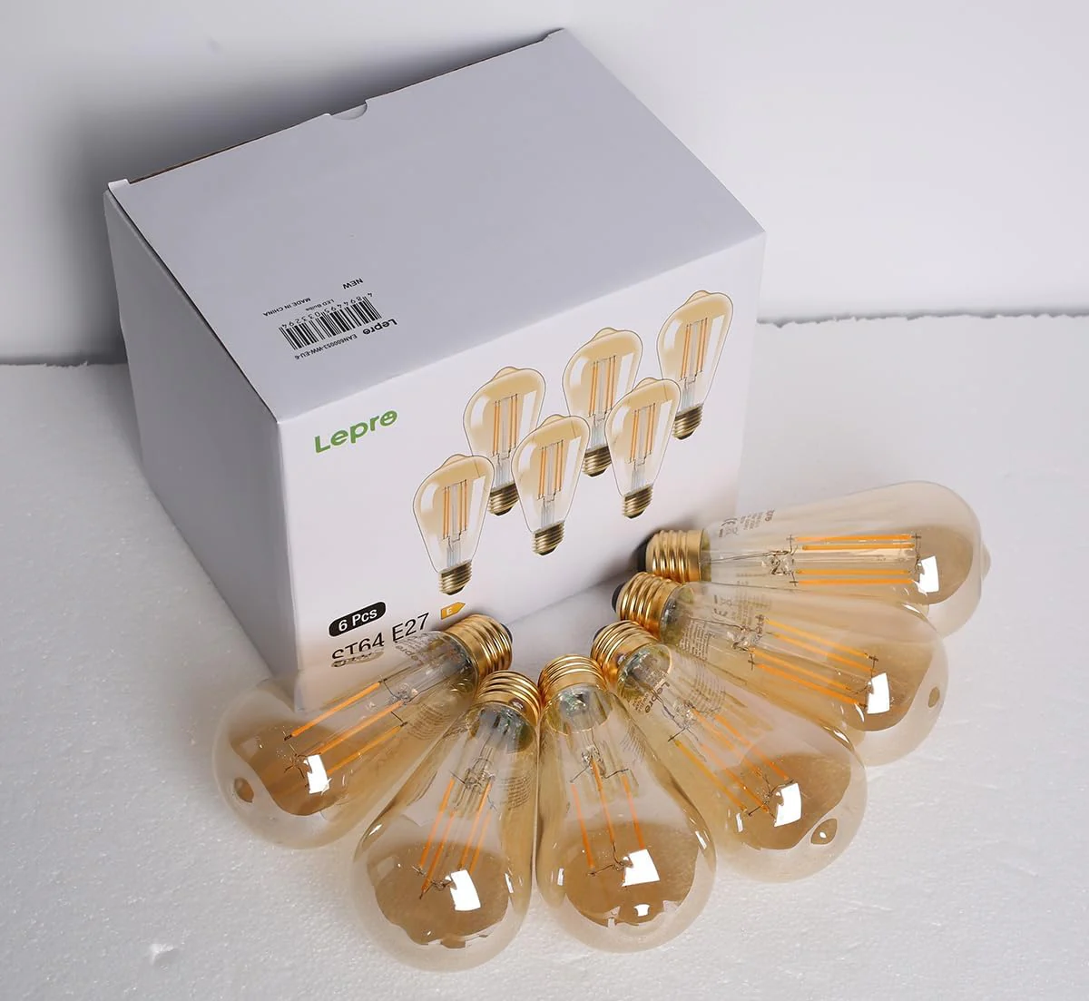 Lepro LED E27 Screw Bulb, ST64 E27 Vintage Light Bulbs, 4.8W 470lm, 40W Equivalent GLS Bulb, Warm White 2500K LED Filament Bulbs Edison Screw, Antique Style Retro Amber Glass, Non Dimmable, Pack of 6 - Image 9