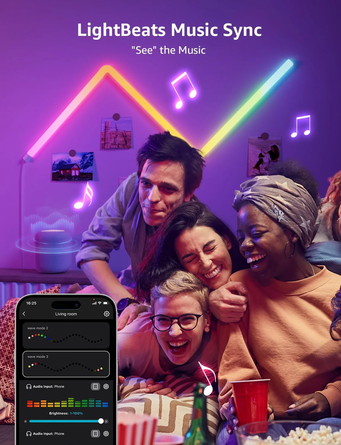 Lepro WL1 AI Smart Wall Light RGB, Music Sync Gaming Lights, AI Lighting Design Assistant, Voice Control, LED Light Bar for Home Decor, Mood Light Work with Alexa,Google Assistant,6 Pcs with 2 Corners - Image 5
