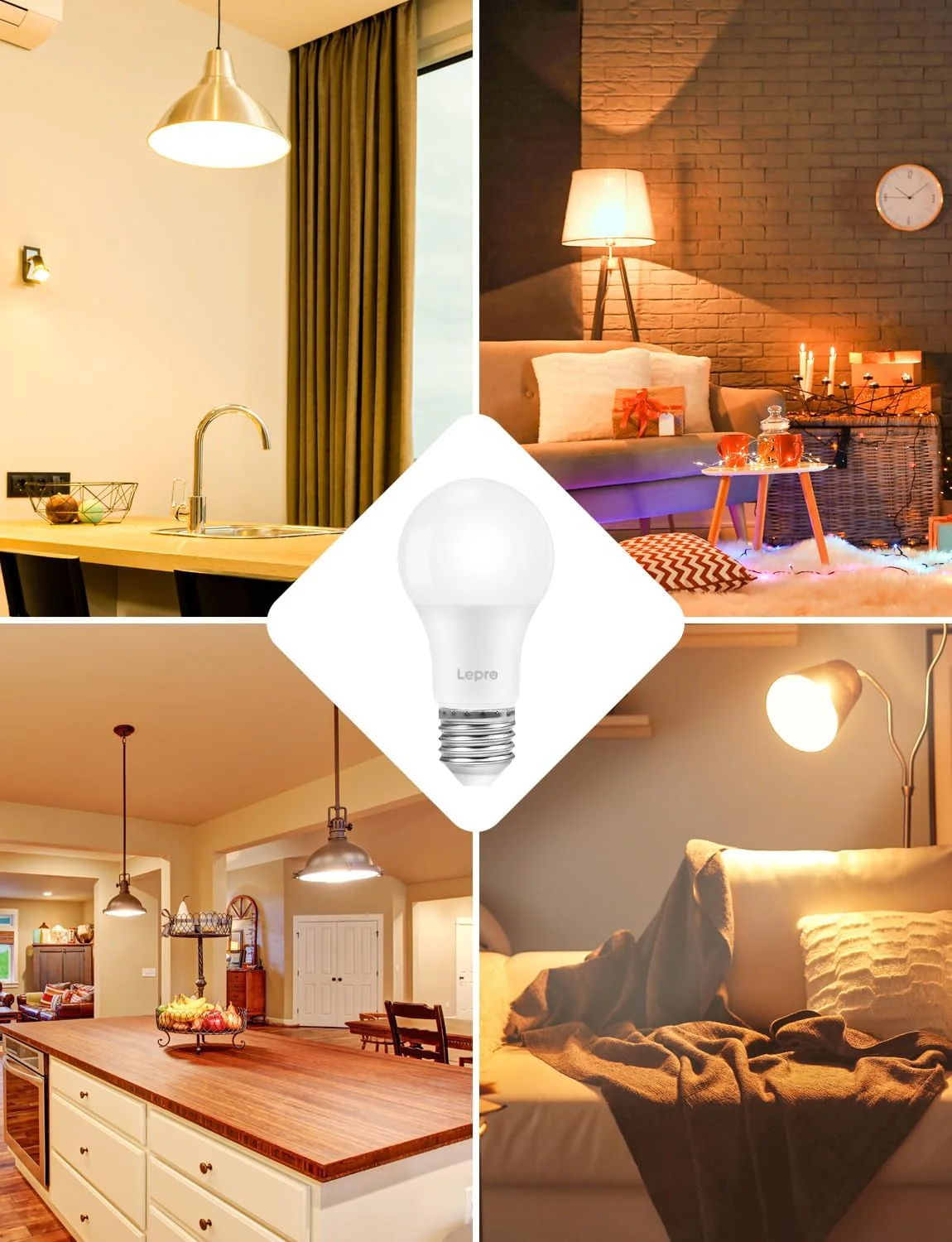 Lepro E27 Screw Bulb Dimmable, 8.5W Equivalent to 60W, Warm White 2700K E27 LED Bulbs, 806 Lumen Edison LED Light Bulb, Energy Saving E27 Bulbs for Lamp, Pack of 6 - Image 8