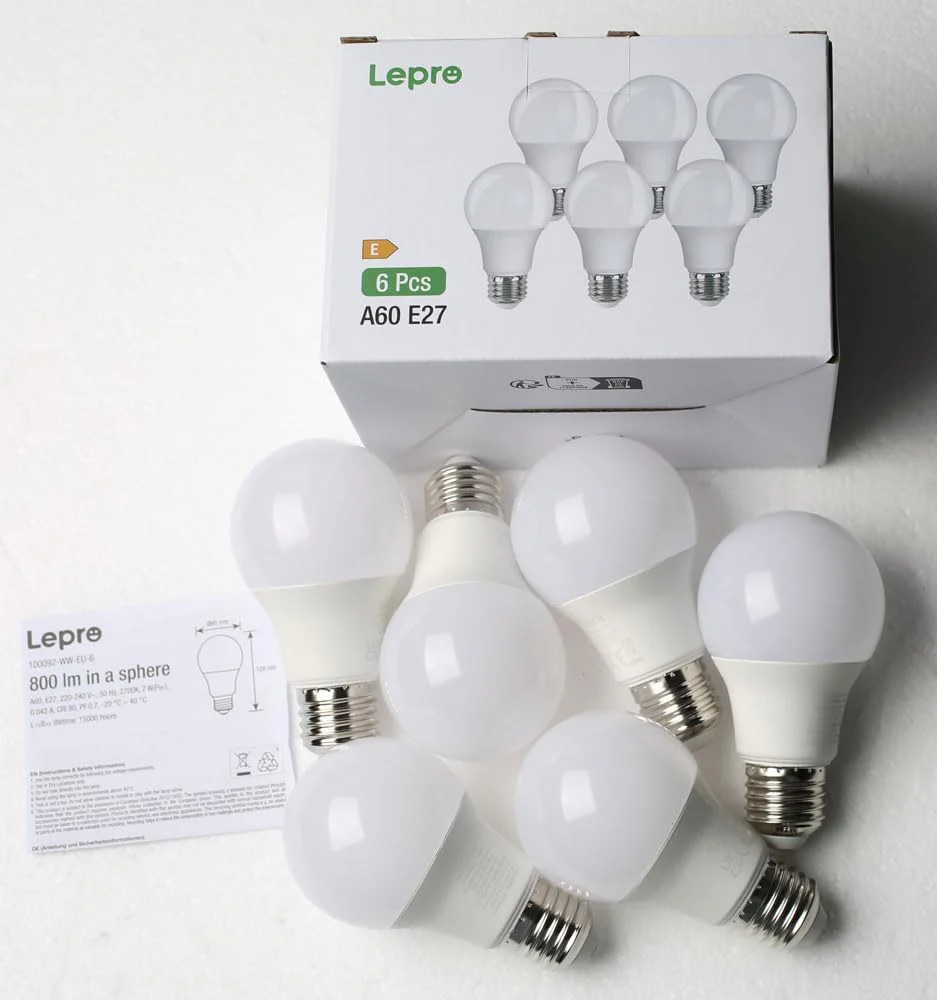 Lepro E27 Screw Bulb Dimmable, 8.5W Equivalent to 60W, Warm White 2700K E27 LED Bulbs, 806 Lumen Edison LED Light Bulb, Energy Saving E27 Bulbs for Lamp, Pack of 6 - Image 9