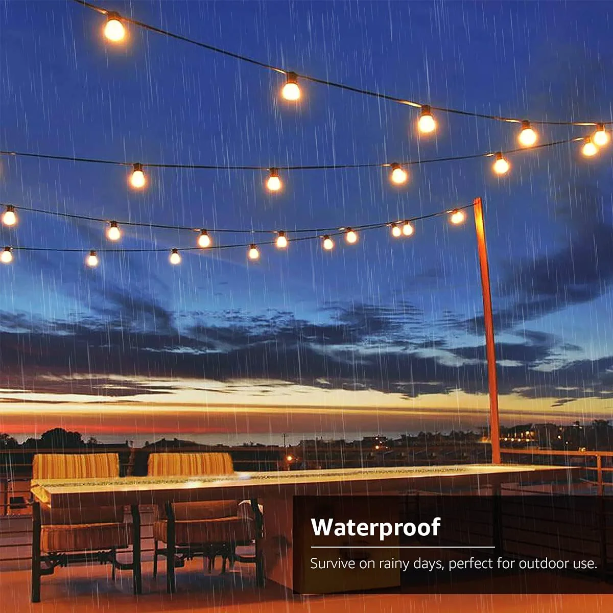 LE Solar String Lights Outdoor, 25ft Solar Festoon Lights Outdoor with 25 G40 LED Bulbs, Waterproof Bulb Fairy String Lights with 4 Light Modes for Garden, Gazebo, Patio, Pergola, Party and More - Image 5