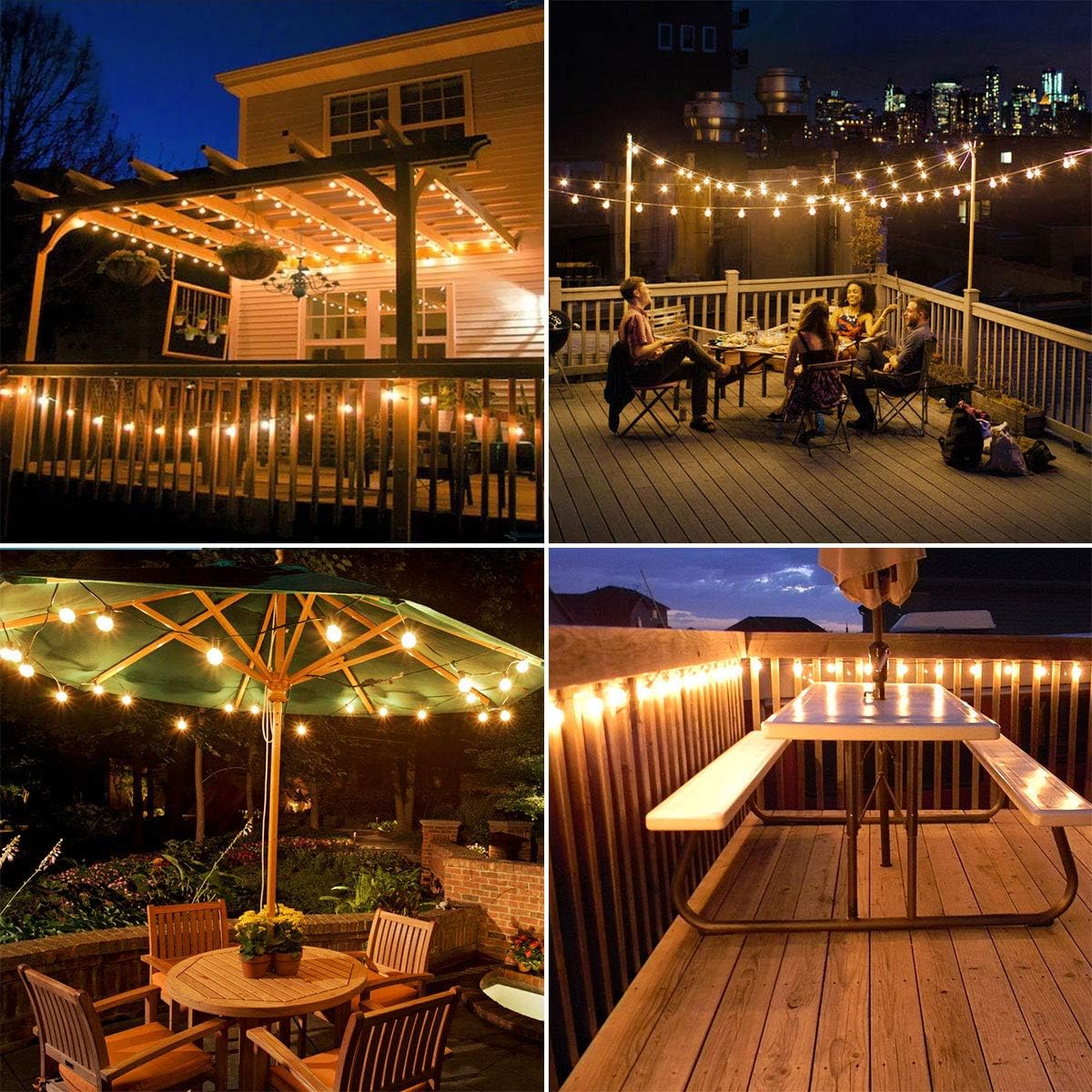 LE Solar String Lights Outdoor, 25ft Solar Festoon Lights Outdoor with 25 G40 LED Bulbs, Waterproof Bulb Fairy String Lights with 4 Light Modes for Garden, Gazebo, Patio, Pergola, Party and More - Image 7