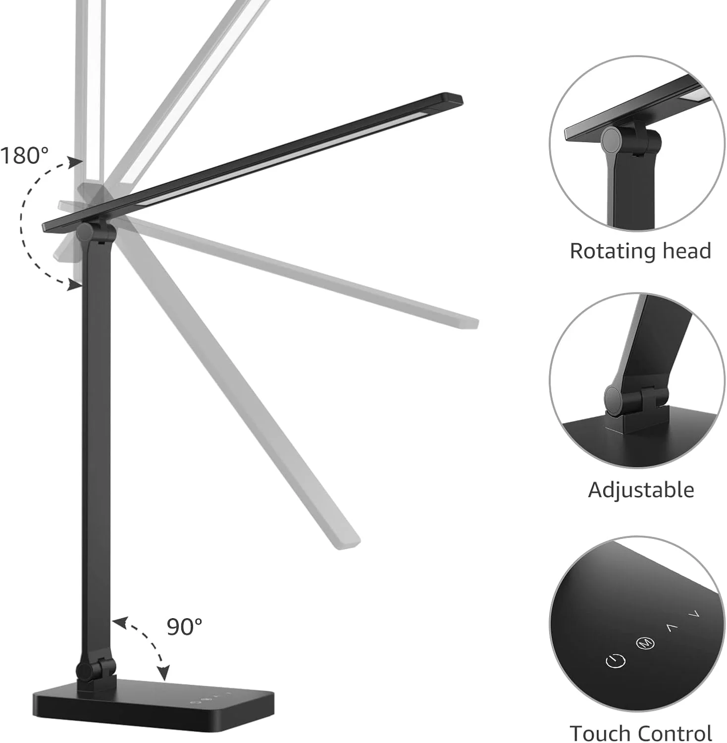 Lepro Desk Lamp, LED Desk Lamp with Power Adapter, 9.2W 750lm, Dimmable Desk Lamps Office, 5 Brightness Levels x 5 Colour Modes, Touch Control Daylight Lamp for Office, Study, Bedroom, Nails, Reading - Image 6